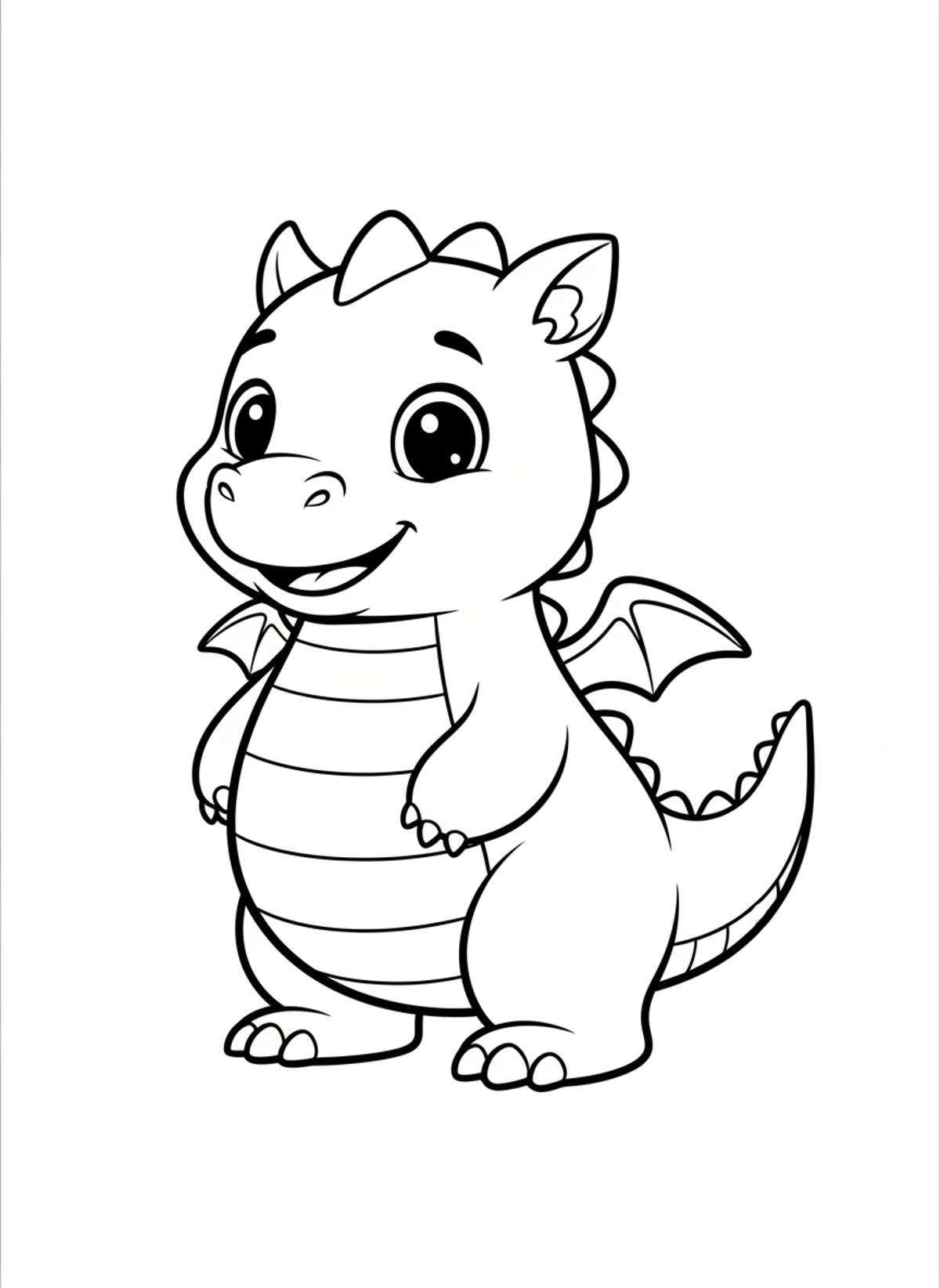 Adorable Baby Dragon Coloring Page for Kids