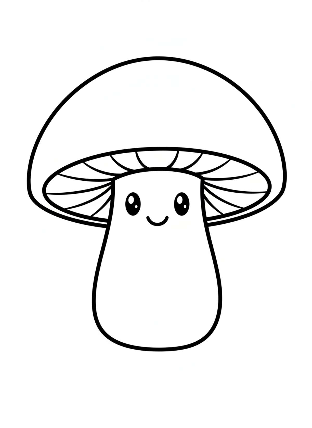 Adorable Cartoon Mushroom Coloring Page for Kids 🍄