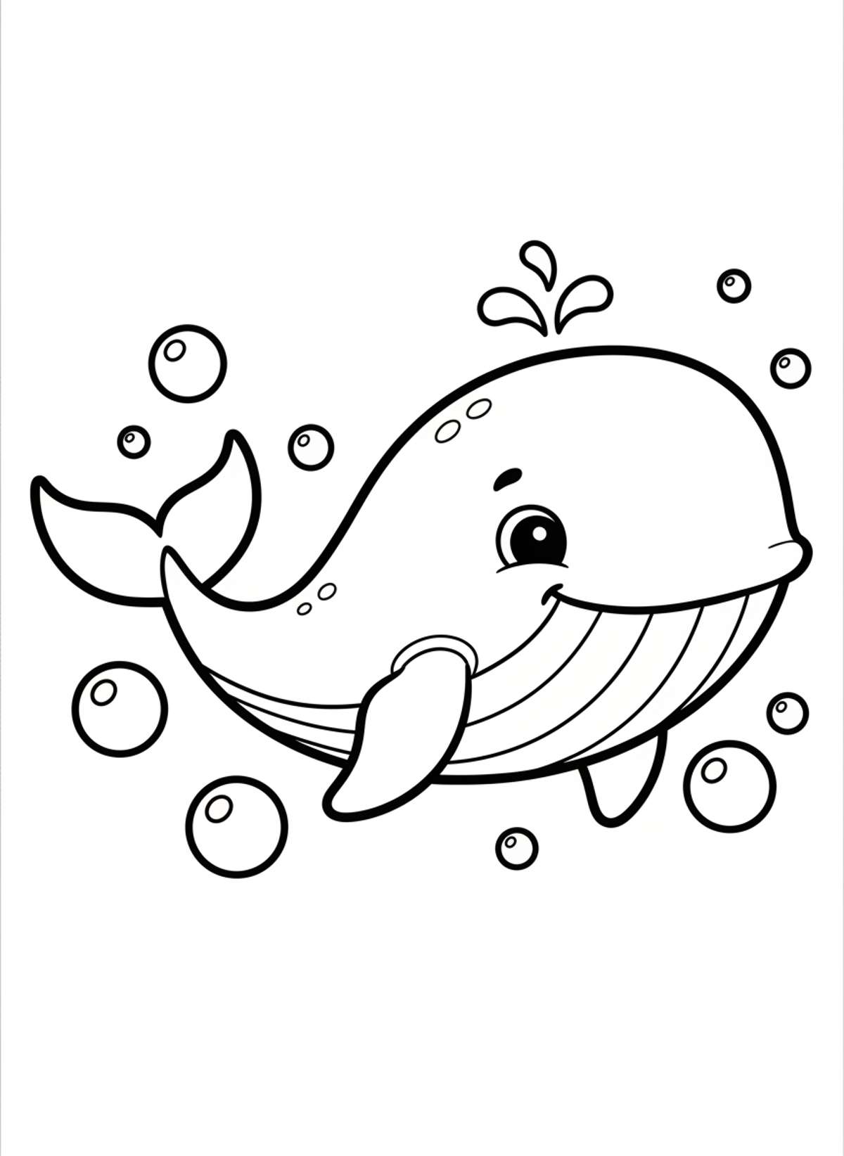 Adorable Cartoon Whale Coloring Page for Preschoolers