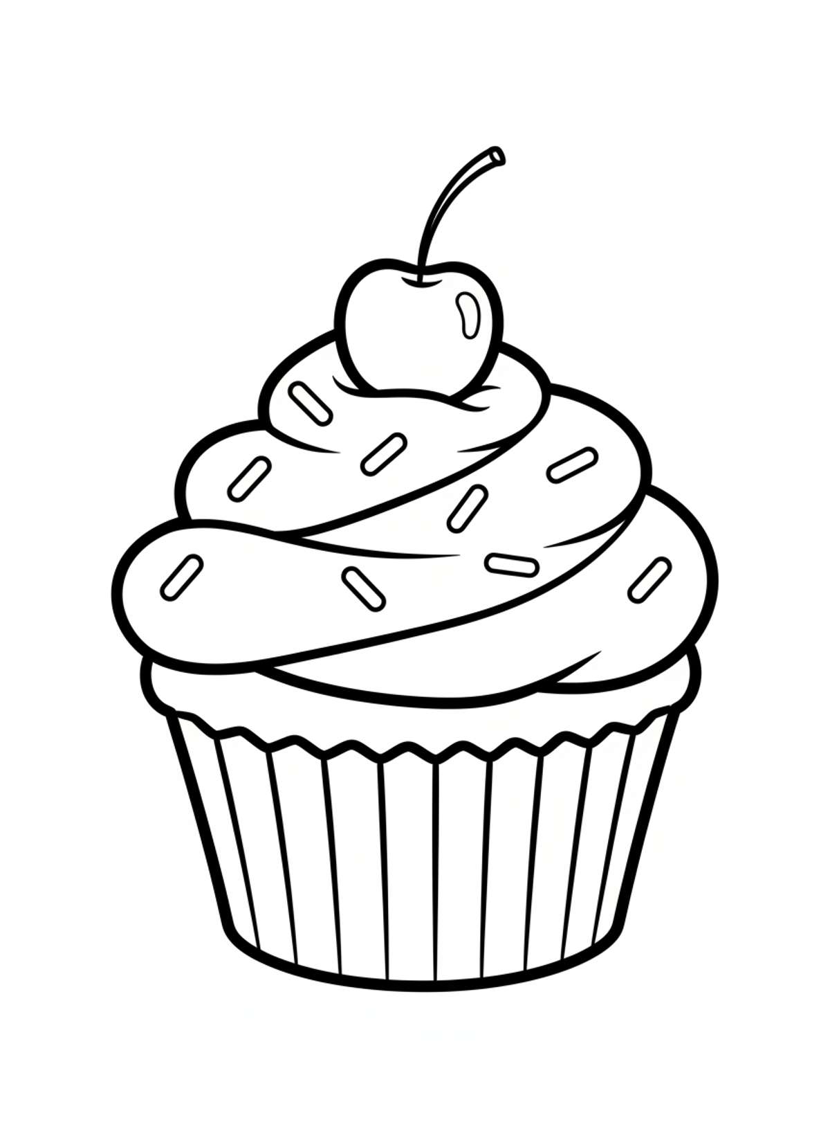 Adorable Cupcake Coloring Page for Kids - Dessert Coloring Page