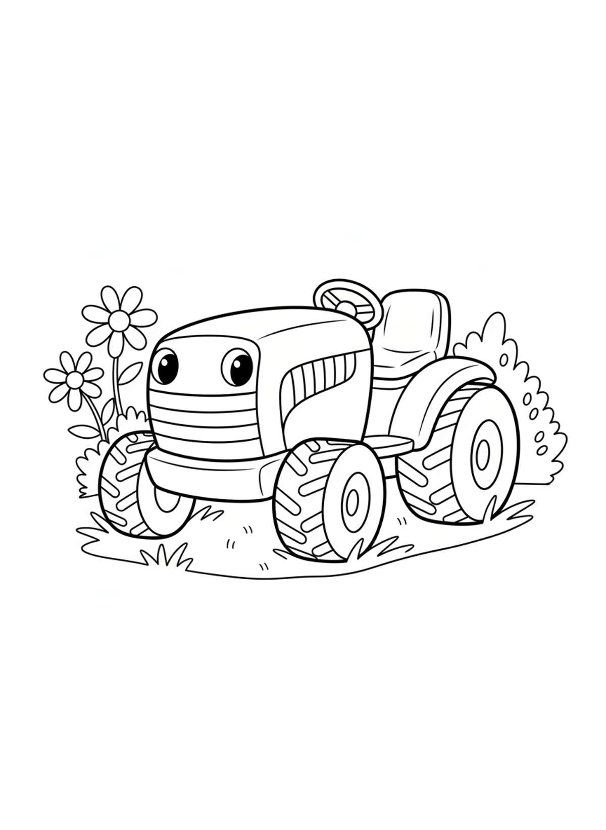 Adorable Lawn Tractor Fun: Kids' Coloring Page