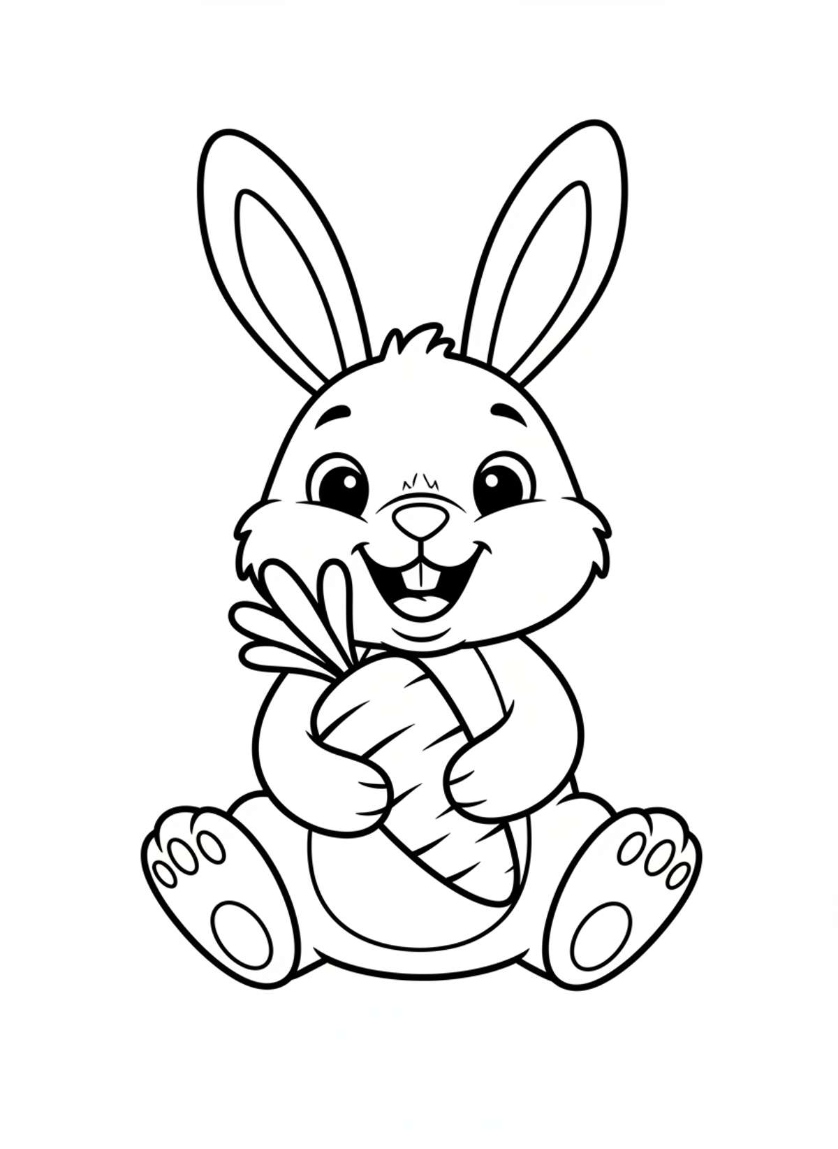 Adorable Rabbit Holding a Carrot Coloring Page for Kids