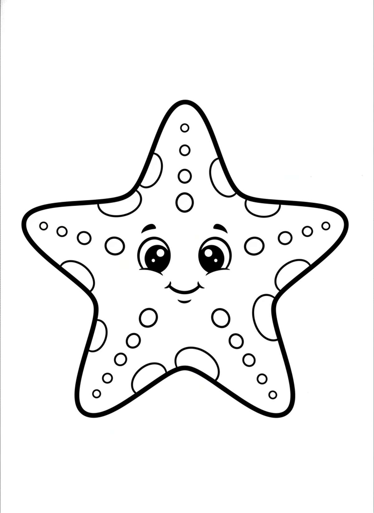 Adorable Starfish Coloring Page for Kids: Simple & Cute Ocean Fun! - Ocean Animal Coloring Page