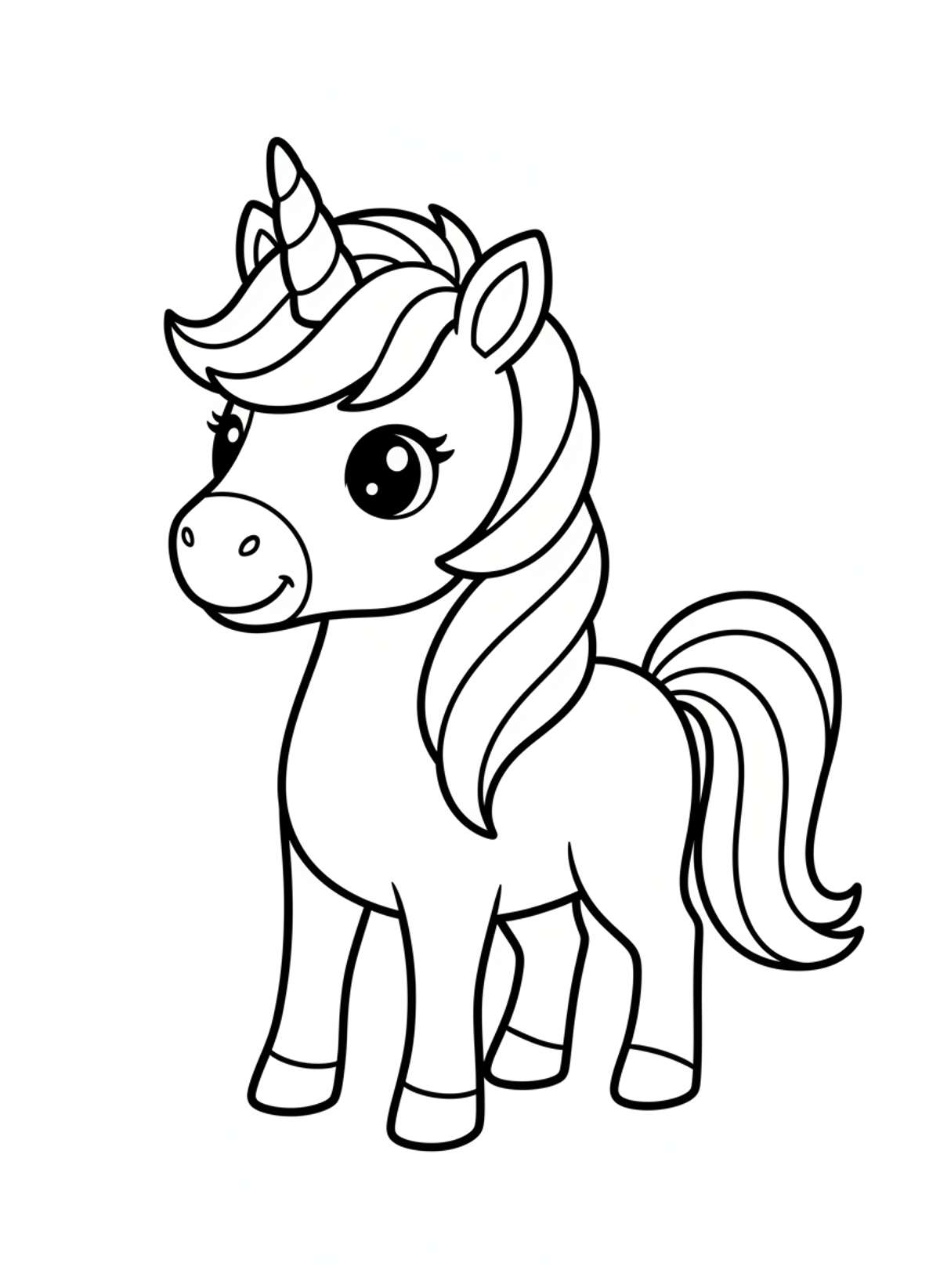 Adorable Unicorn Coloring Page for Toddlers and Kids - Unicorn Coloring Page