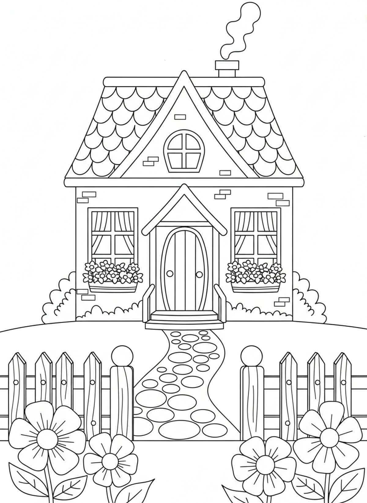 Charming Cartoon House Coloring Page for Kids