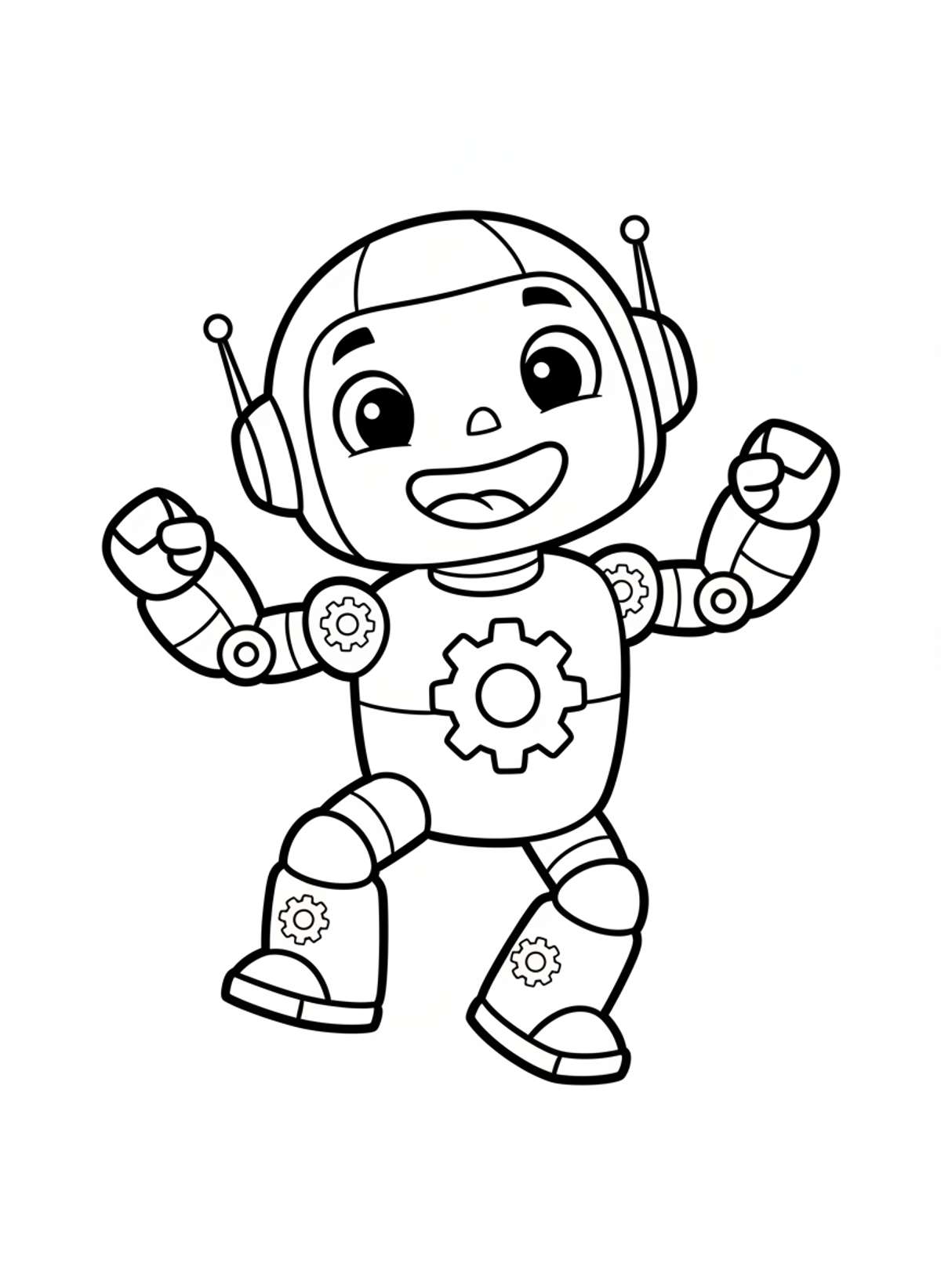 Cheerful Dancing Robot Coloring Page for Kids - Robot Coloring Page