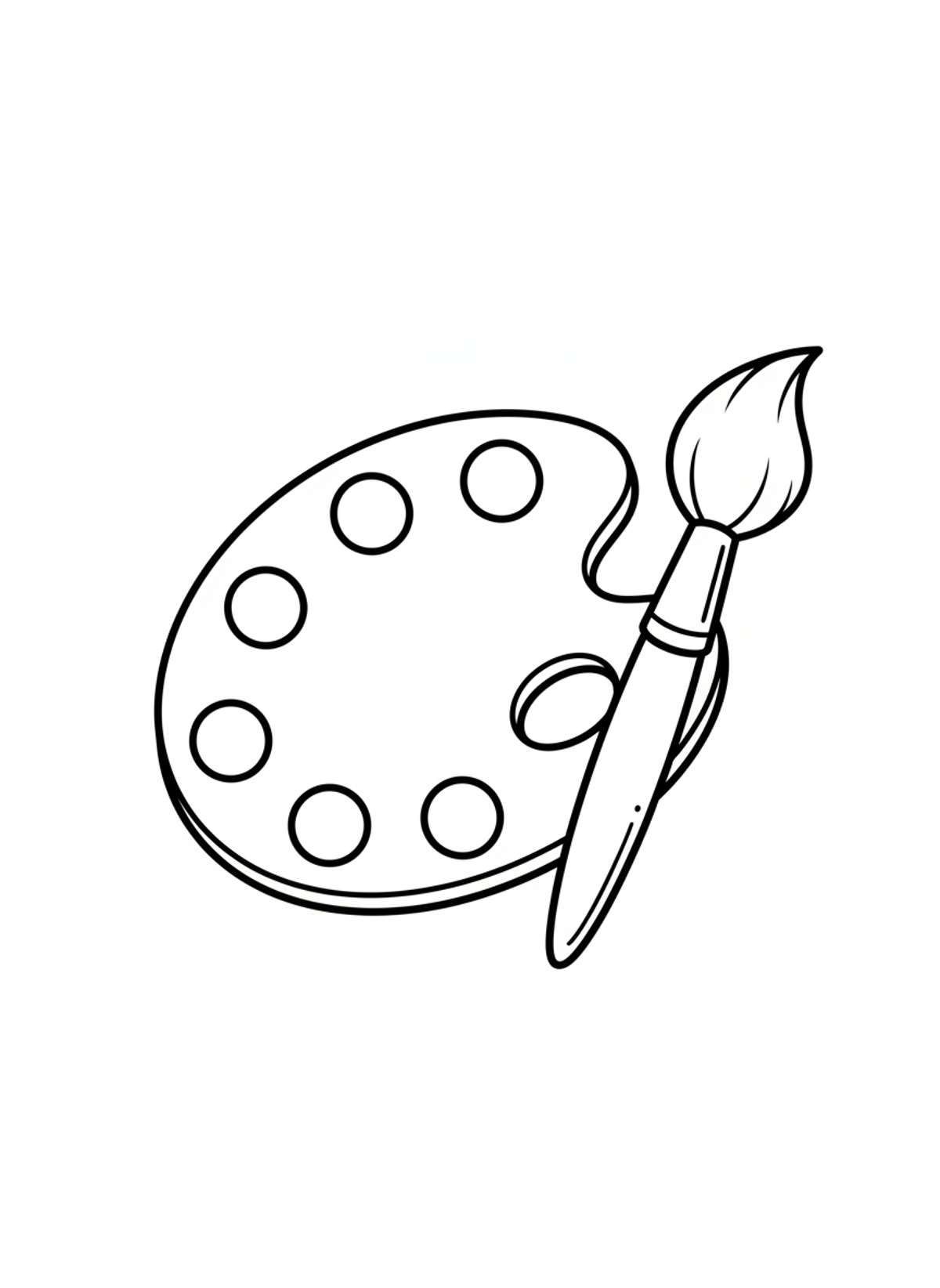 Cute Artist Palette & Paintbrush Coloring Page for Kids
