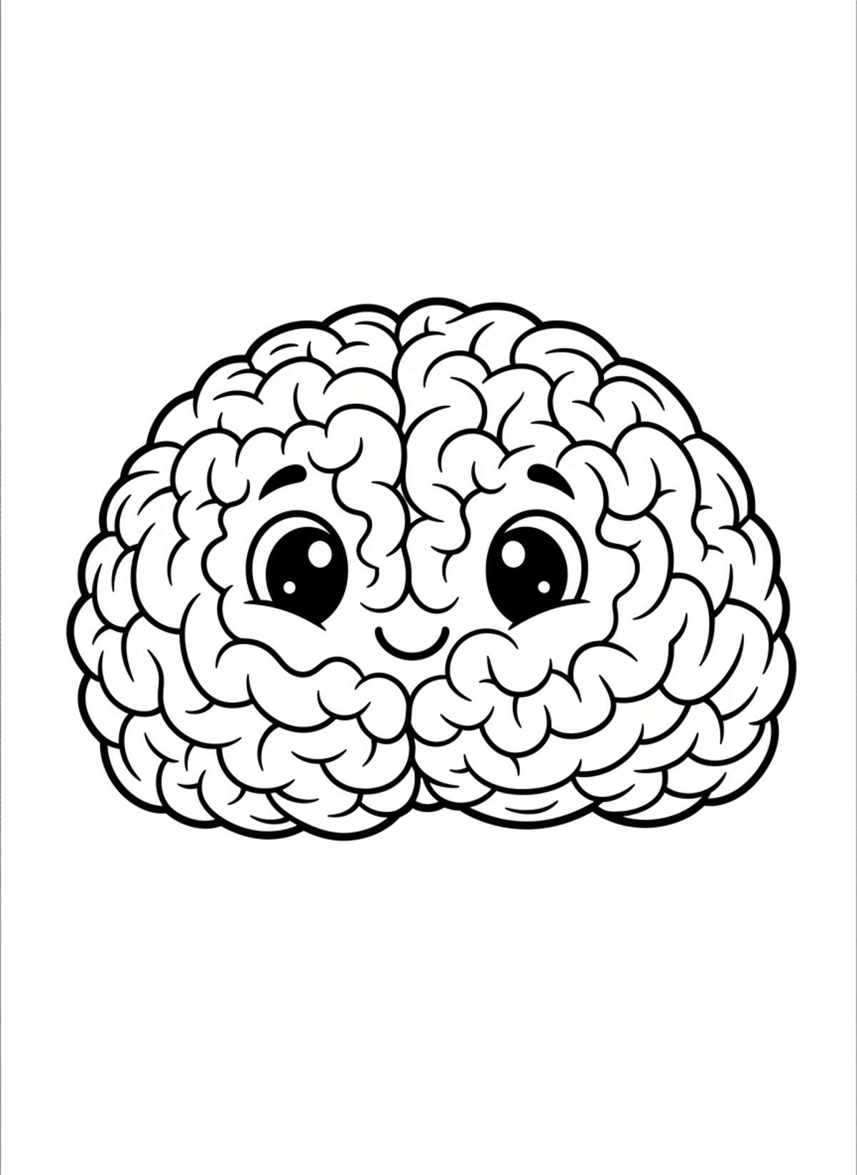 Cute Brain Coral Coloring Page for Kids 3-5