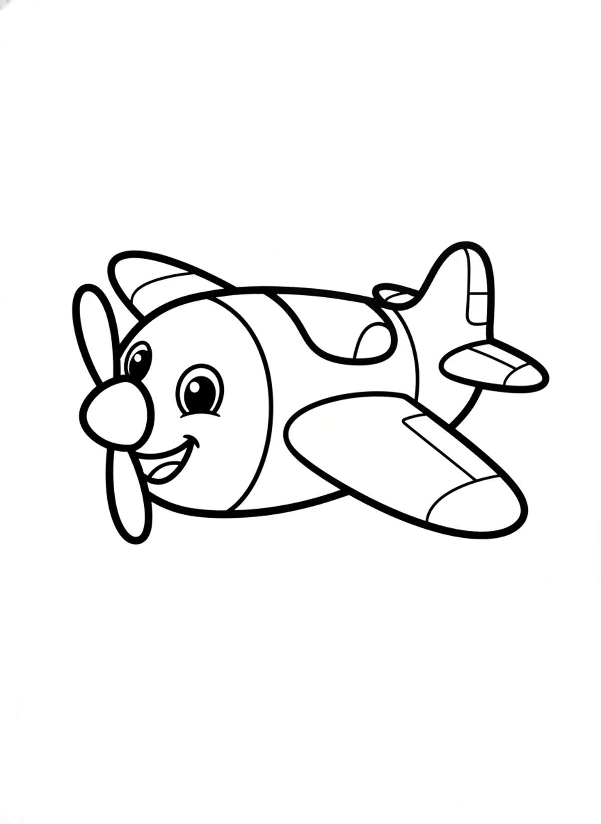 Cute Cartoon Airplane Coloring Page for Kids - Airplane Coloring Page