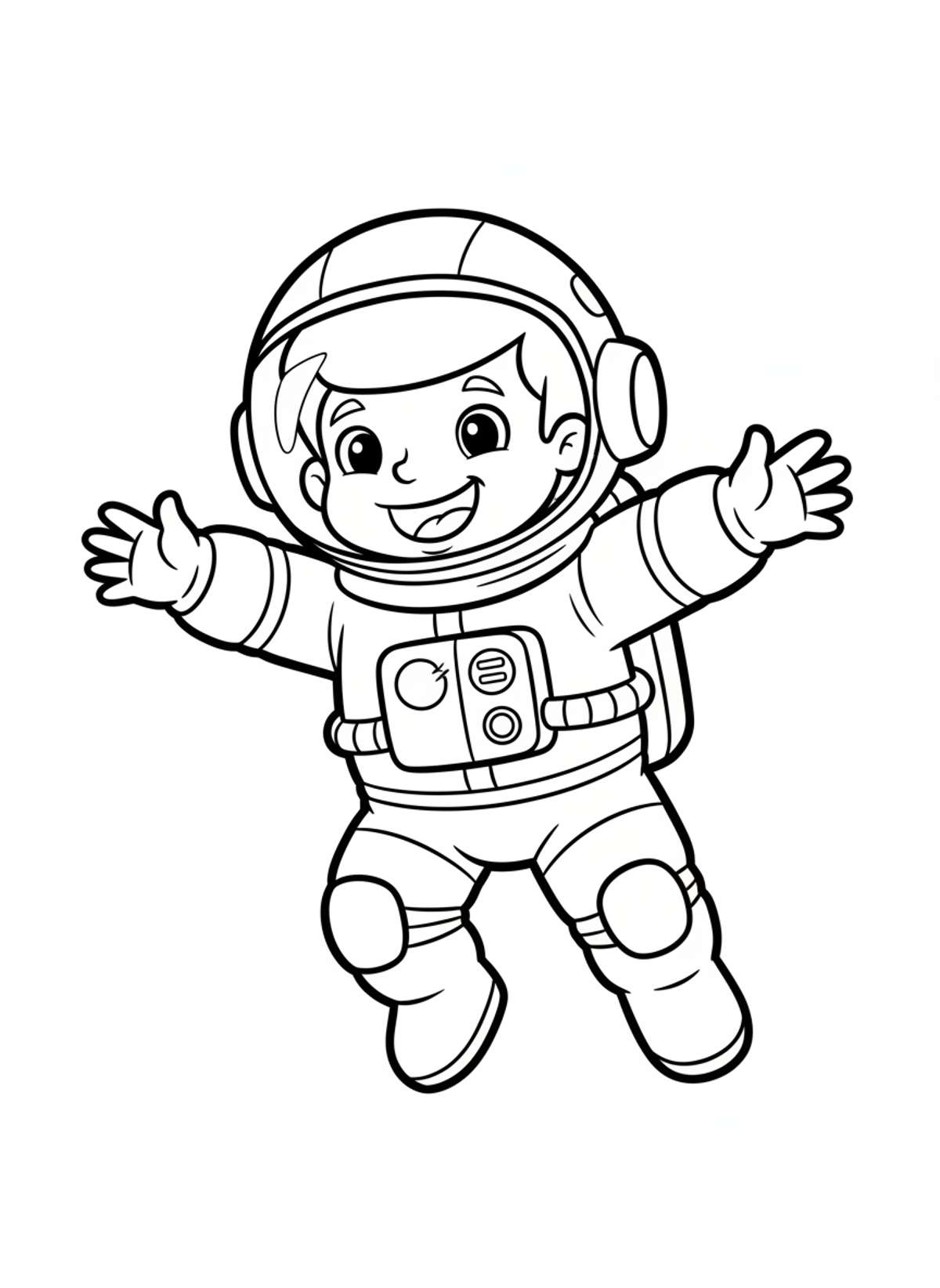 Cute Cartoon Astronaut Coloring Page for Kids