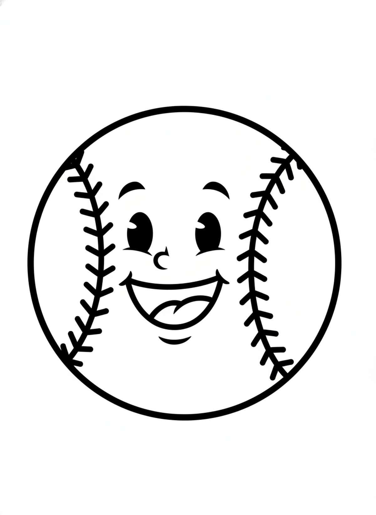 Cute Cartoon Baseball Coloring Page for Kids