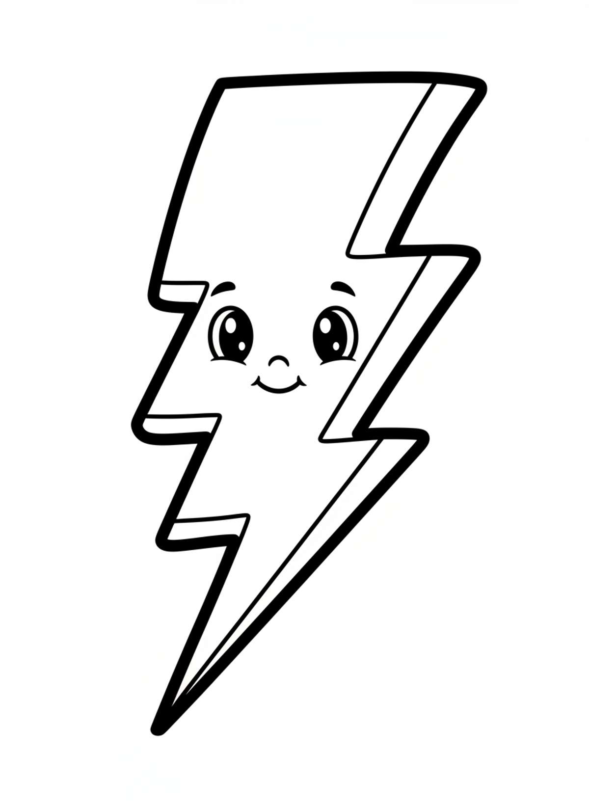 Cute Cartoon Lightning Bolt Coloring Page for Kids