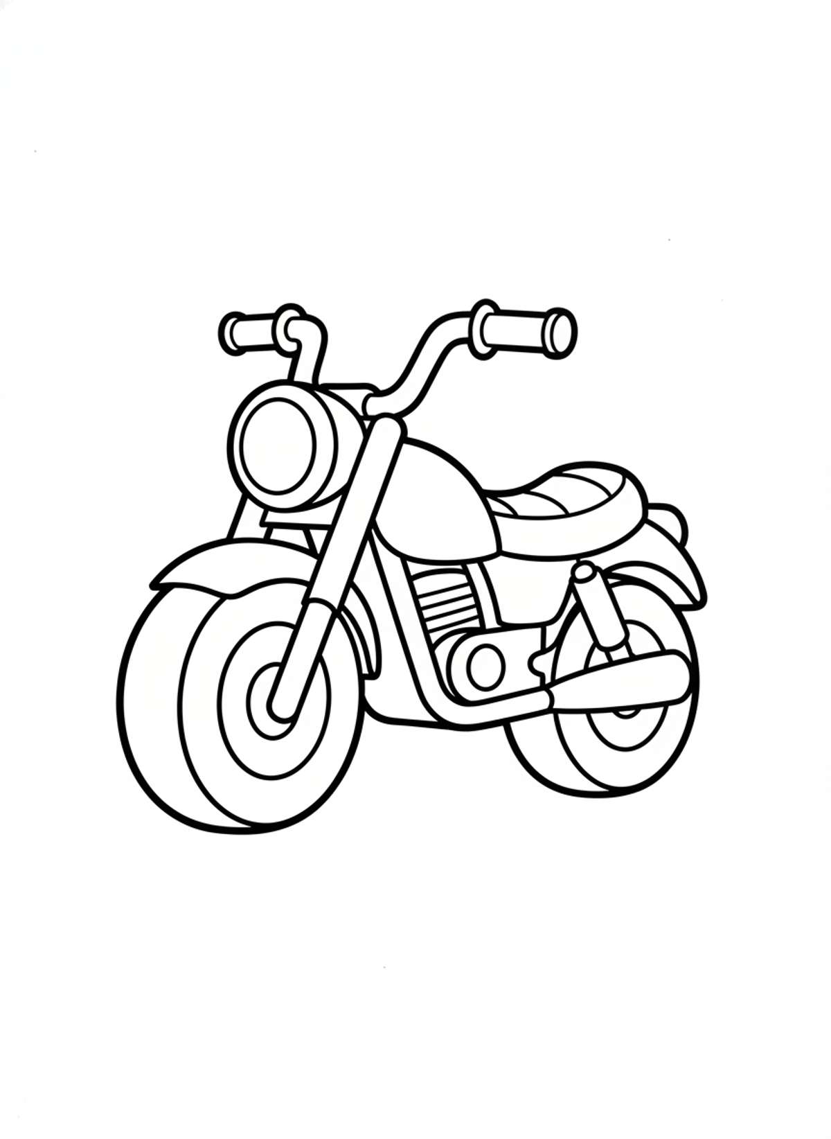 Cute Cartoon Motorcycle Coloring Page for Kids - Motorcycle Coloring Page