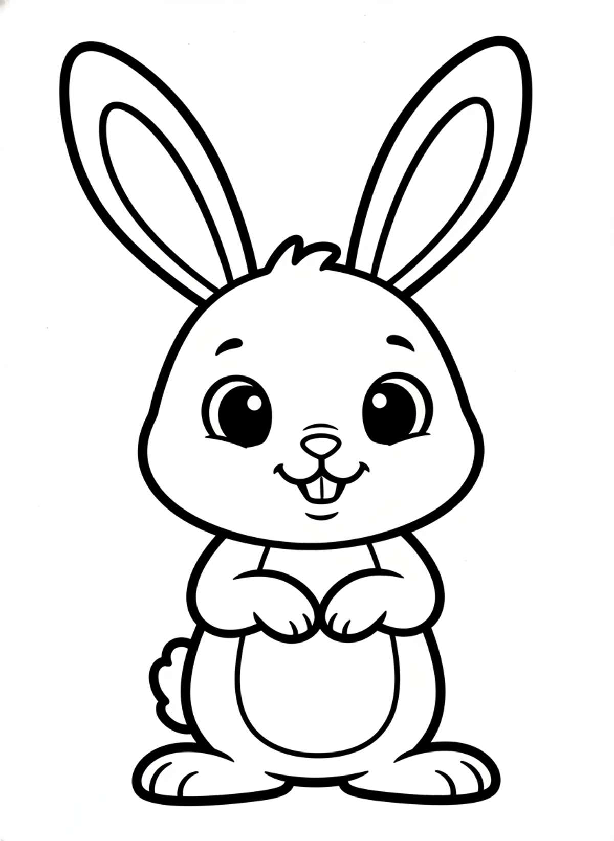 Cute Cartoon Rabbit Coloring Page for Young Kids