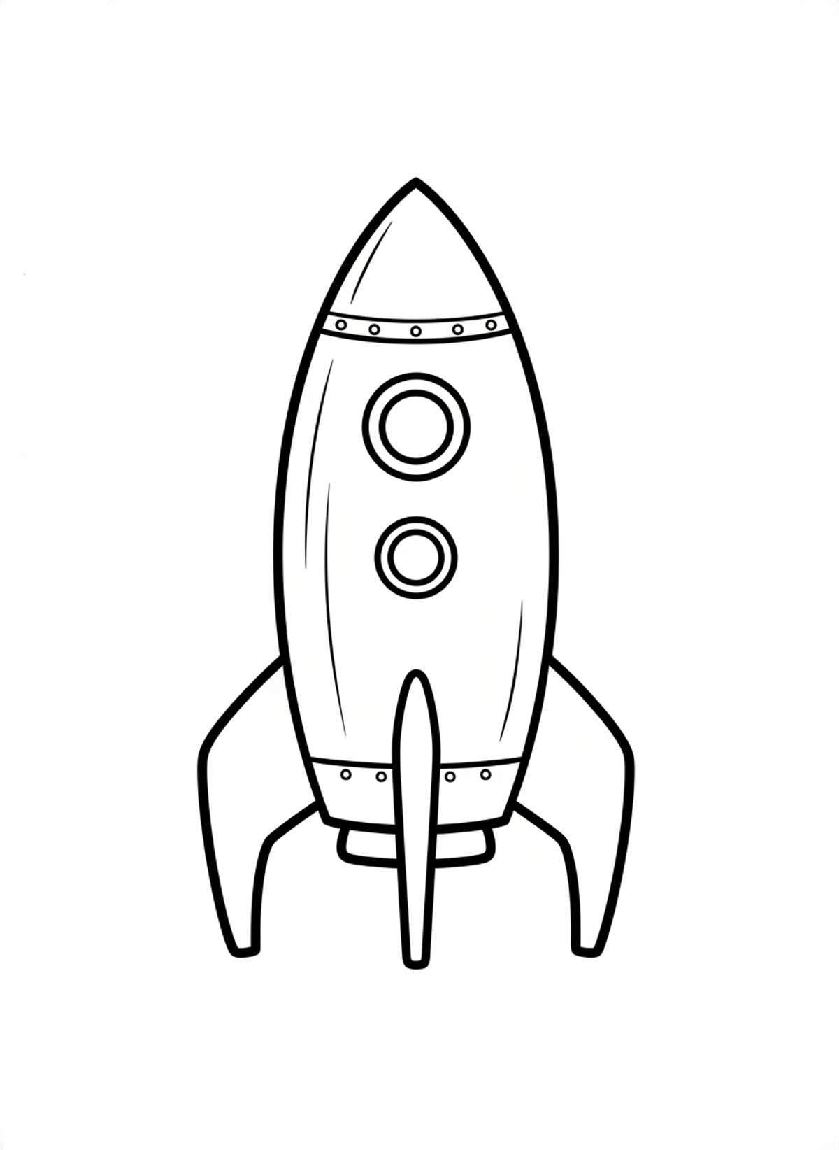 Cute Cartoon Rocket Coloring Page for Kids