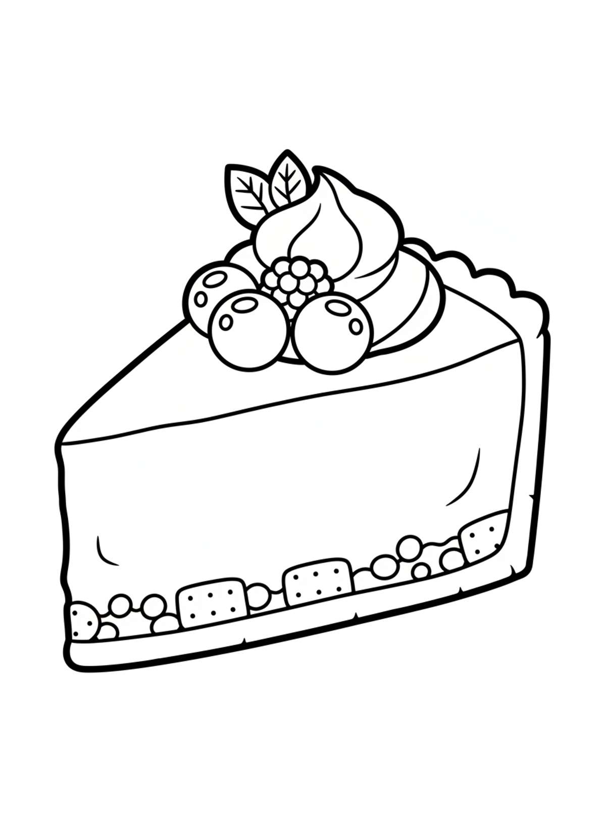 Cute Cheesecake Slice Kids' Coloring Page - Easy & Simple Design - Dessert Coloring Page