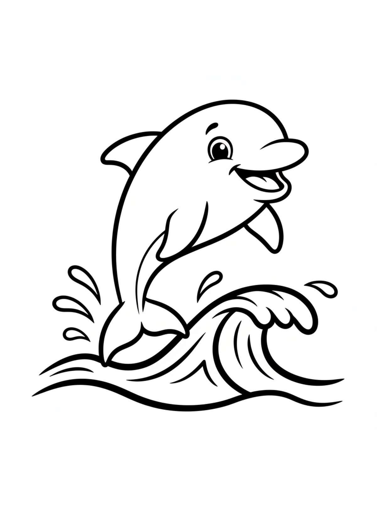 Cute Dolphin Jumping: Easy Kids Coloring Page
