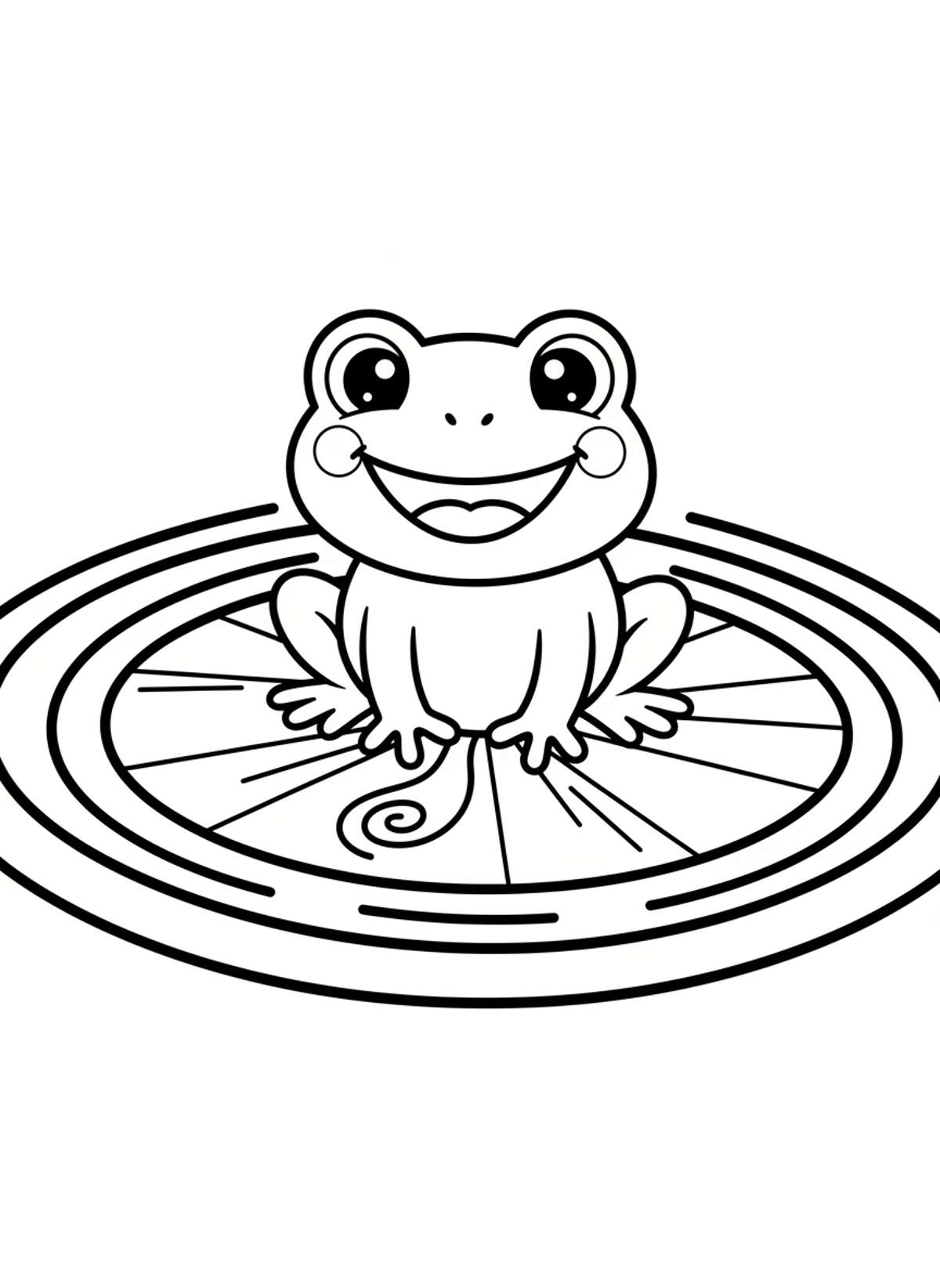 Cute Friendly Frog on Lily Pad Coloring Page for Kids - Frog Coloring Page