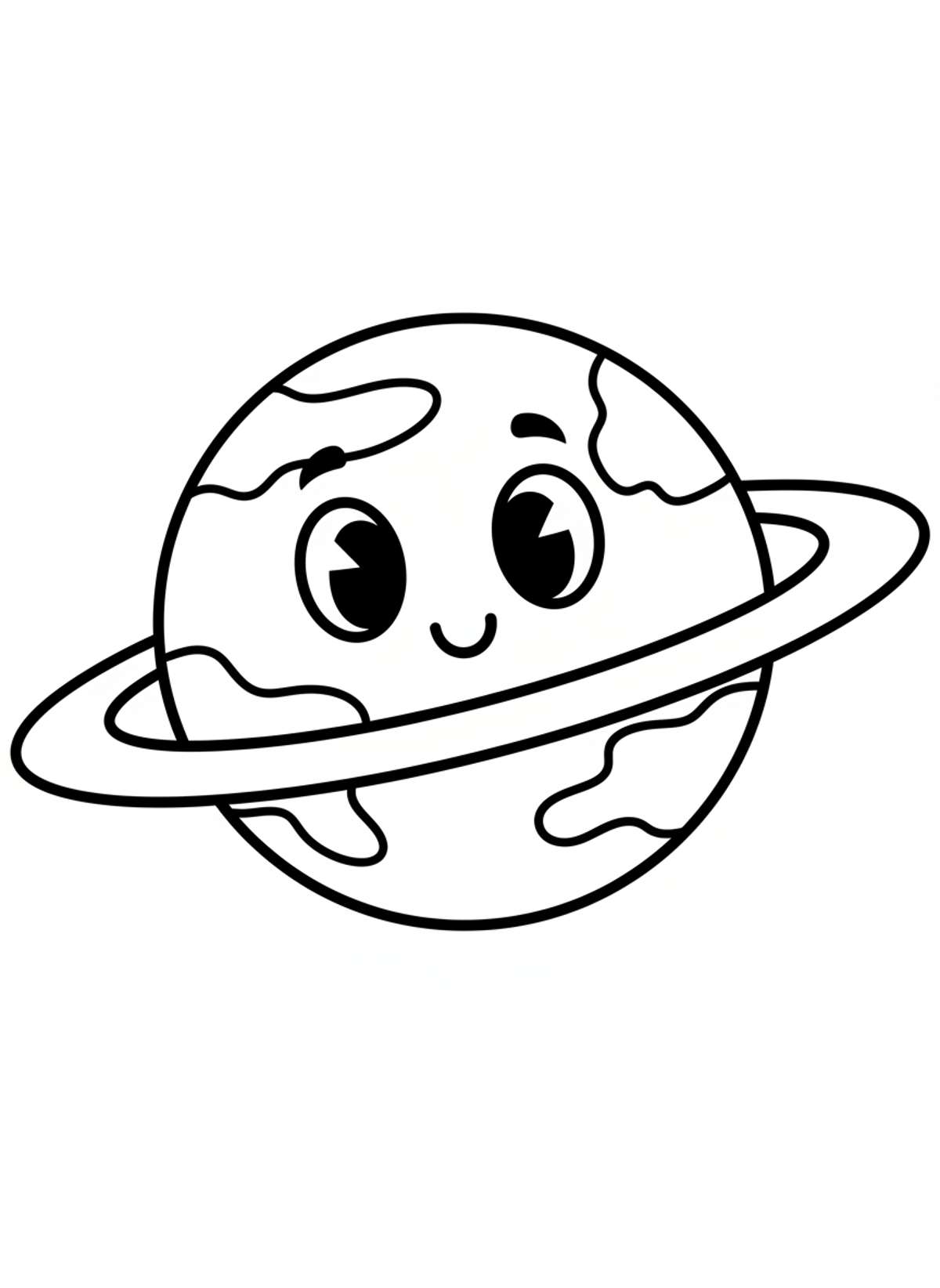 Cute Friendly Planet Coloring Page for Kids