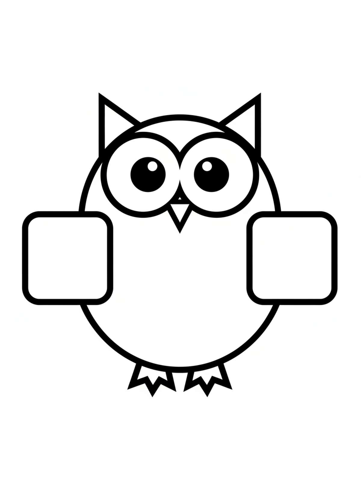 Cute Geometric Owl Coloring Page for Toddlers - Owl Coloring Page