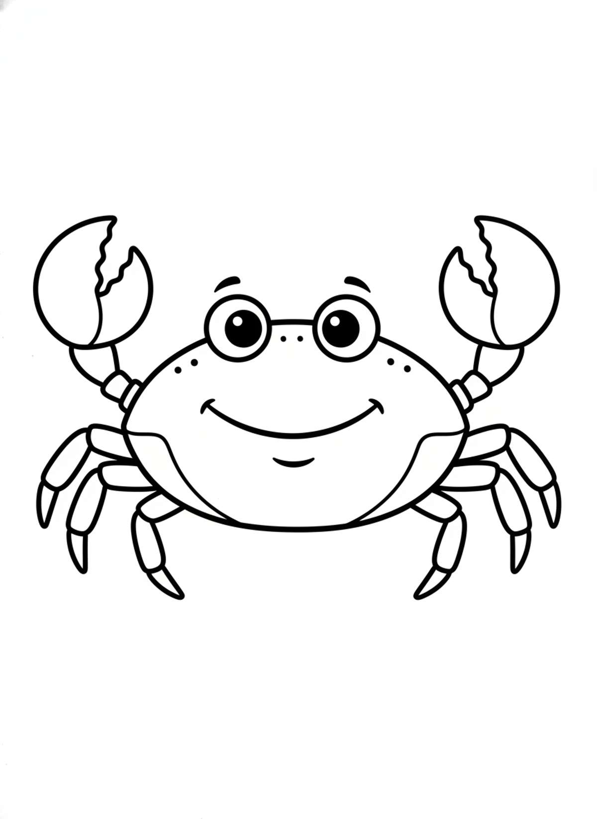 Cute Happy Cartoon Crab Coloring Page for Kids