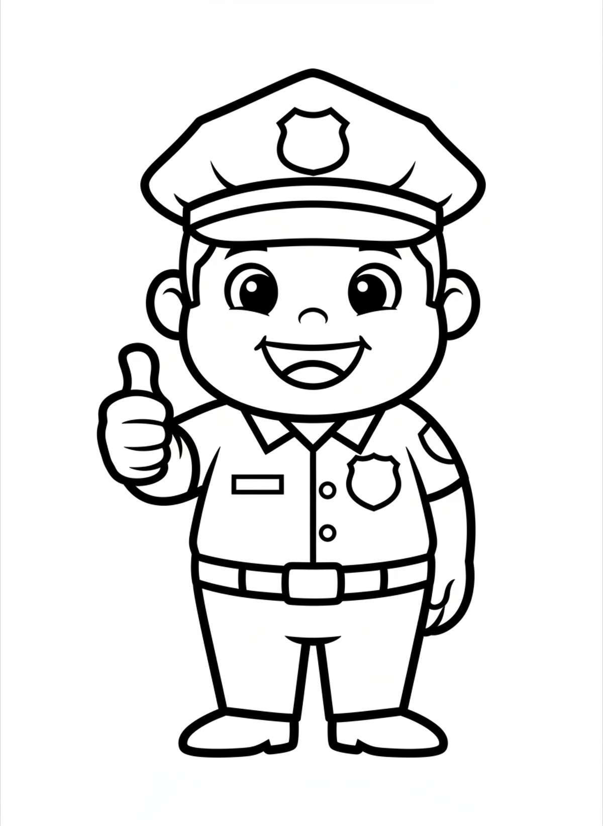 Cute Police Officer Thumbs-Up Coloring Page for Kids