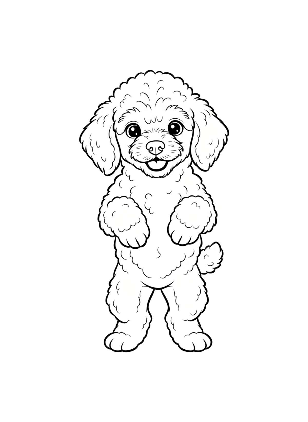 Cute Poodle Puppy Coloring Page for Kids