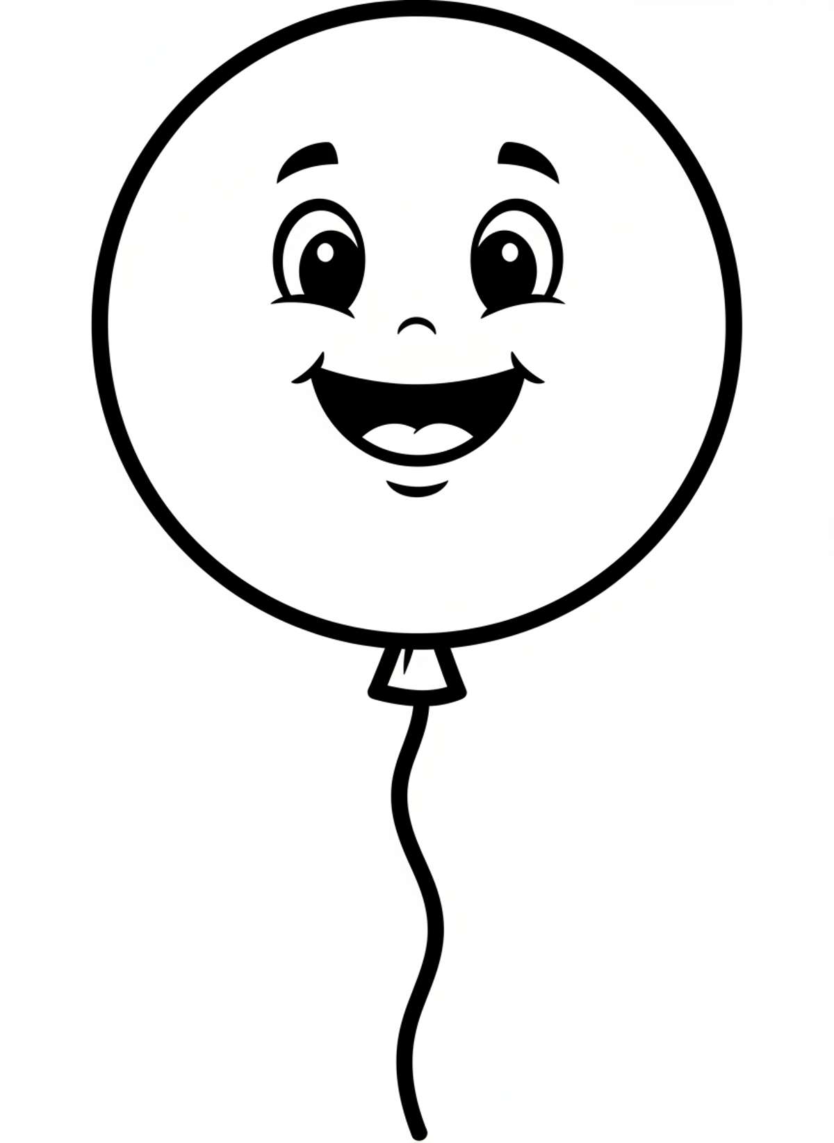 Cute Smiling Balloon Coloring Page for Toddlers and Preschoolers