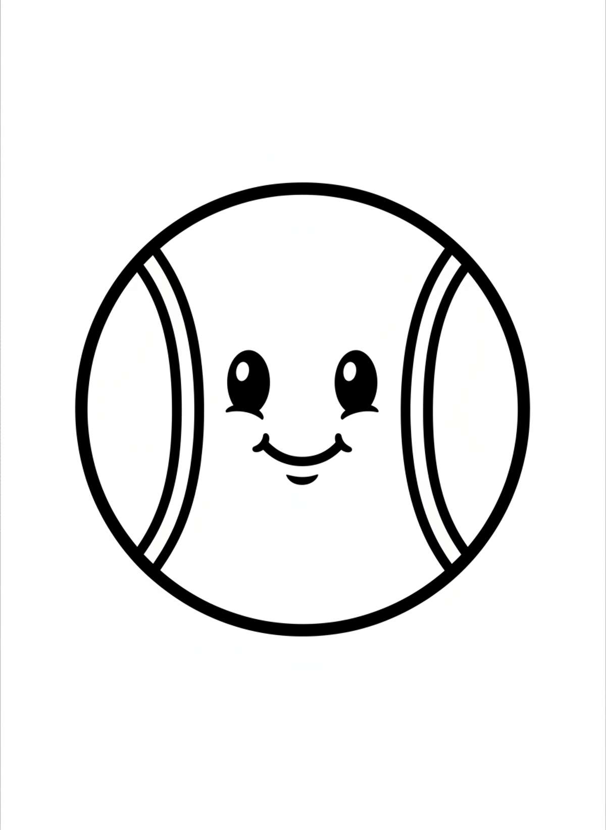 Cute Smiling Cartoon Tennis Ball Coloring Page for Kids