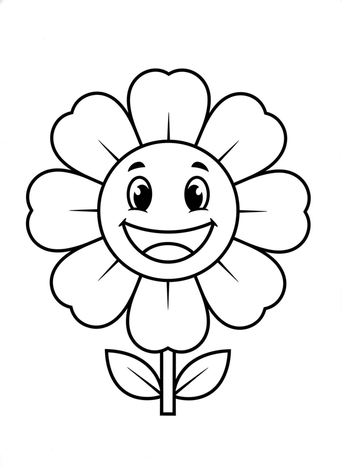 Cute Smiling Flower Coloring Page for Toddlers and Preschoolers - Flowers Coloring Page