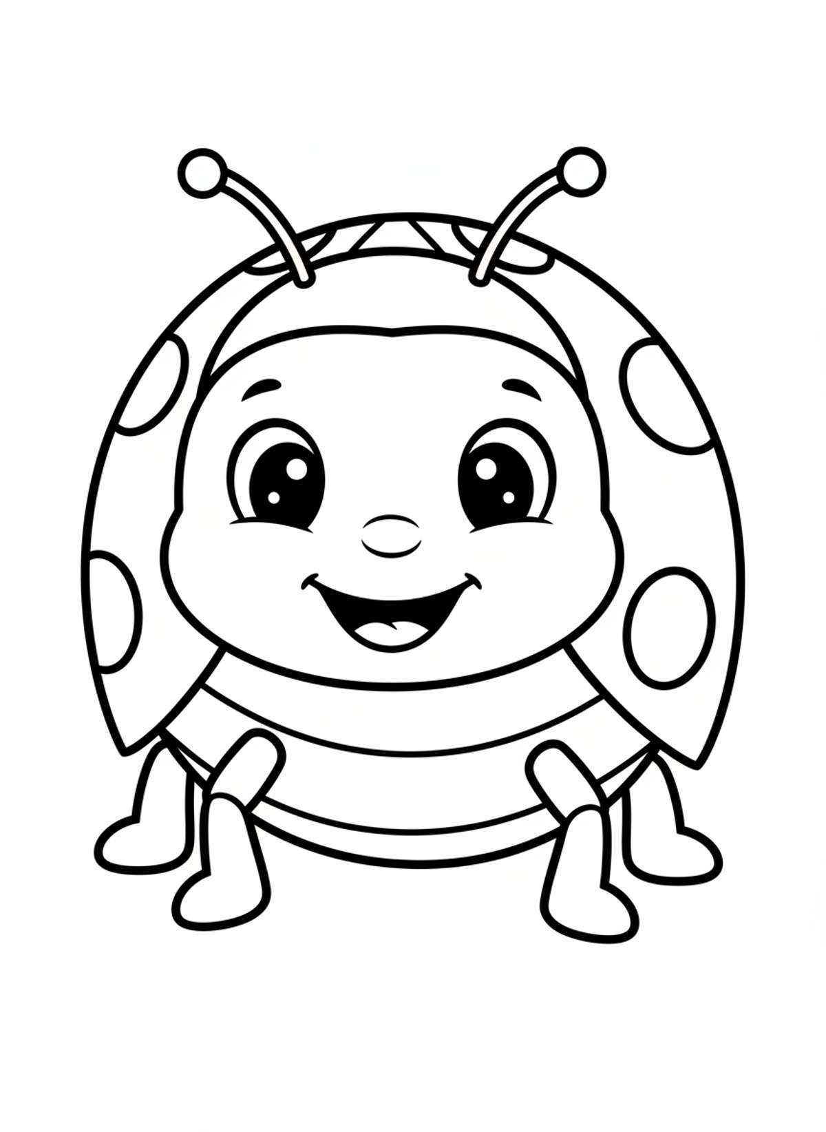 Cute Smiling Ladybug Coloring Page for Kids