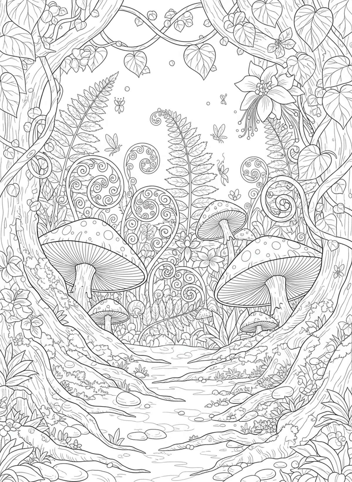 Enchanted Jungle Floor: A Whimsical Fantasy Coloring Adventure for Kids