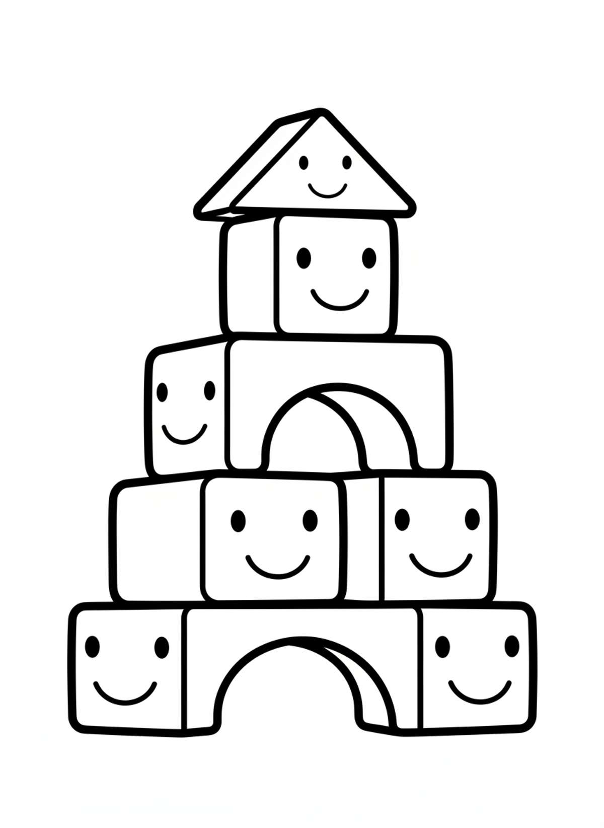 Friendly Building Blocks: A Fun & Simple Coloring Page for Young Kids