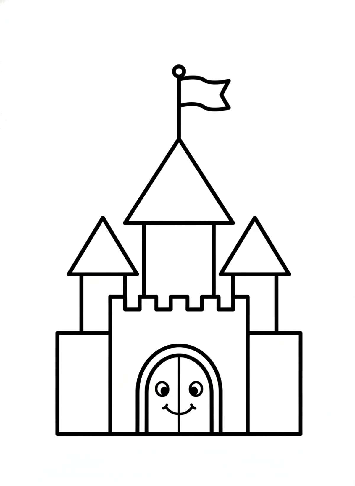 Friendly Cartoon Castle Coloring Page for Kids
