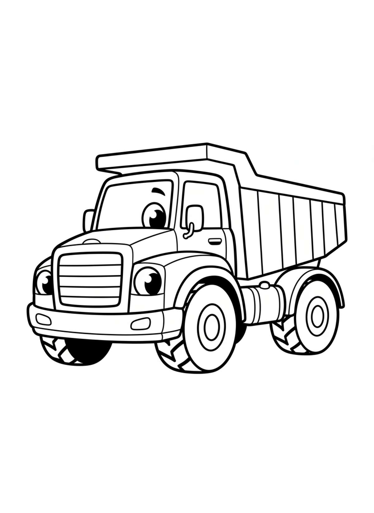 Friendly Cartoon Dump Truck Coloring Page for Kids