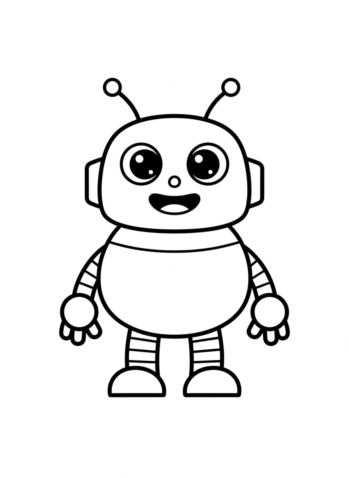 Friendly Robot Coloring Page for Kids - Robot Coloring Page