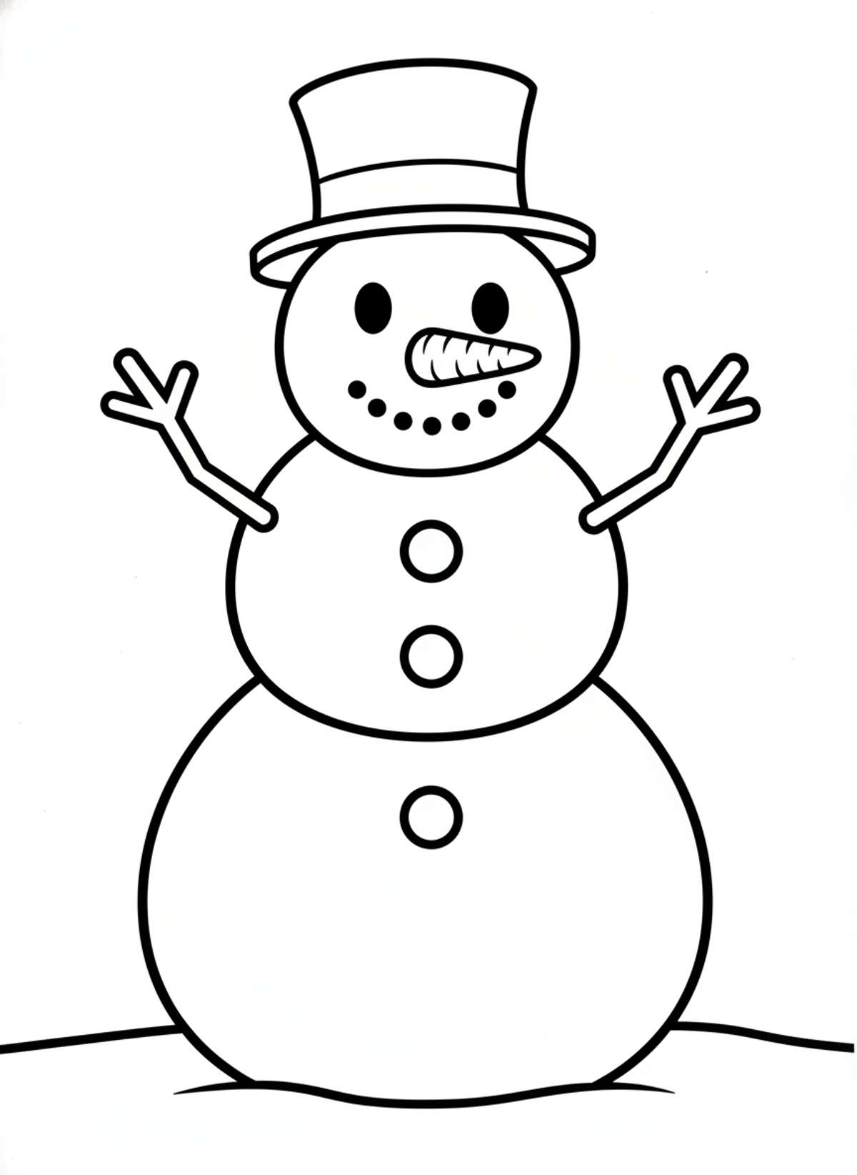 Friendly Snowman Waving Hello Coloring Page