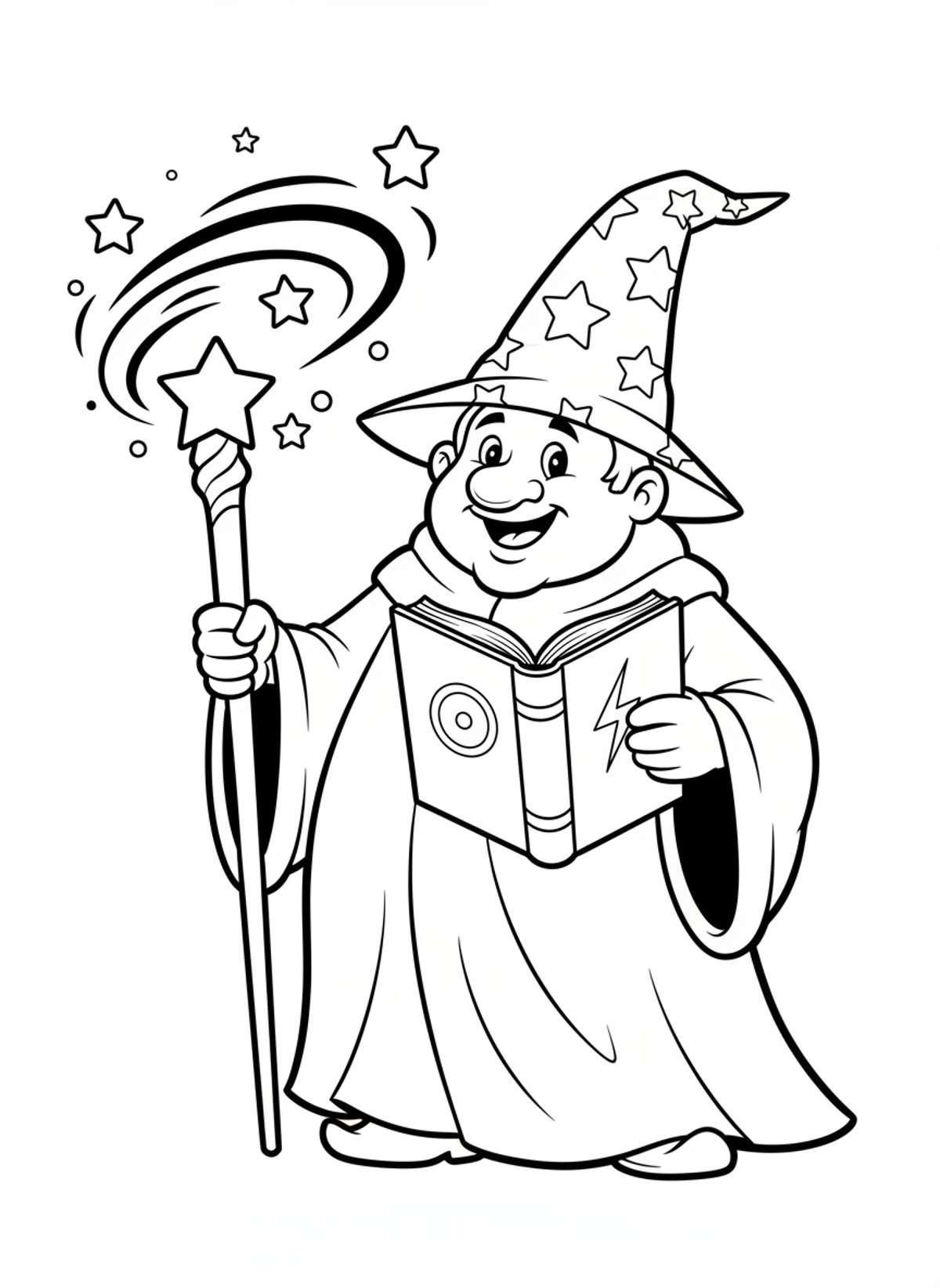 Friendly Wizard Coloring Page for Kids 🧙‍♂️ Easy & Magical Fun! - Wizard Coloring Page
