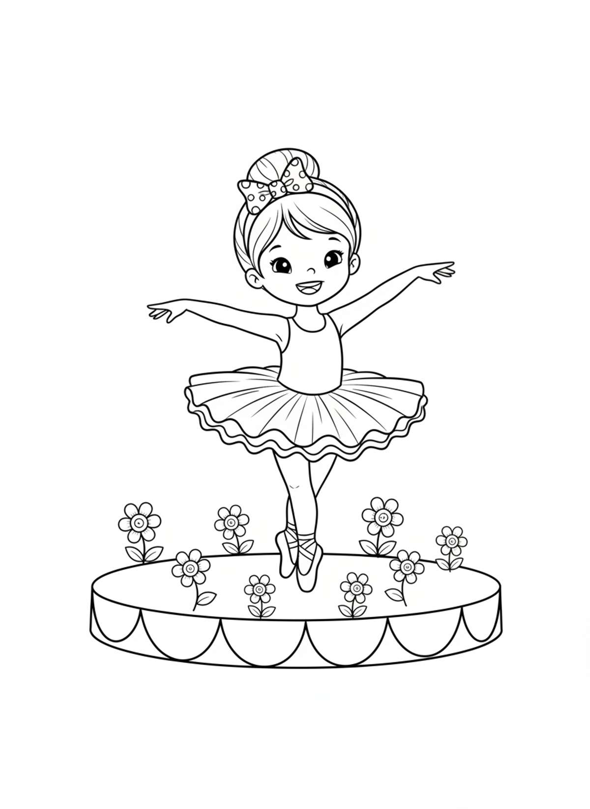 Graceful Ballerina Pirouette: A Delightful Kids' Coloring Page - Ballet Coloring Page