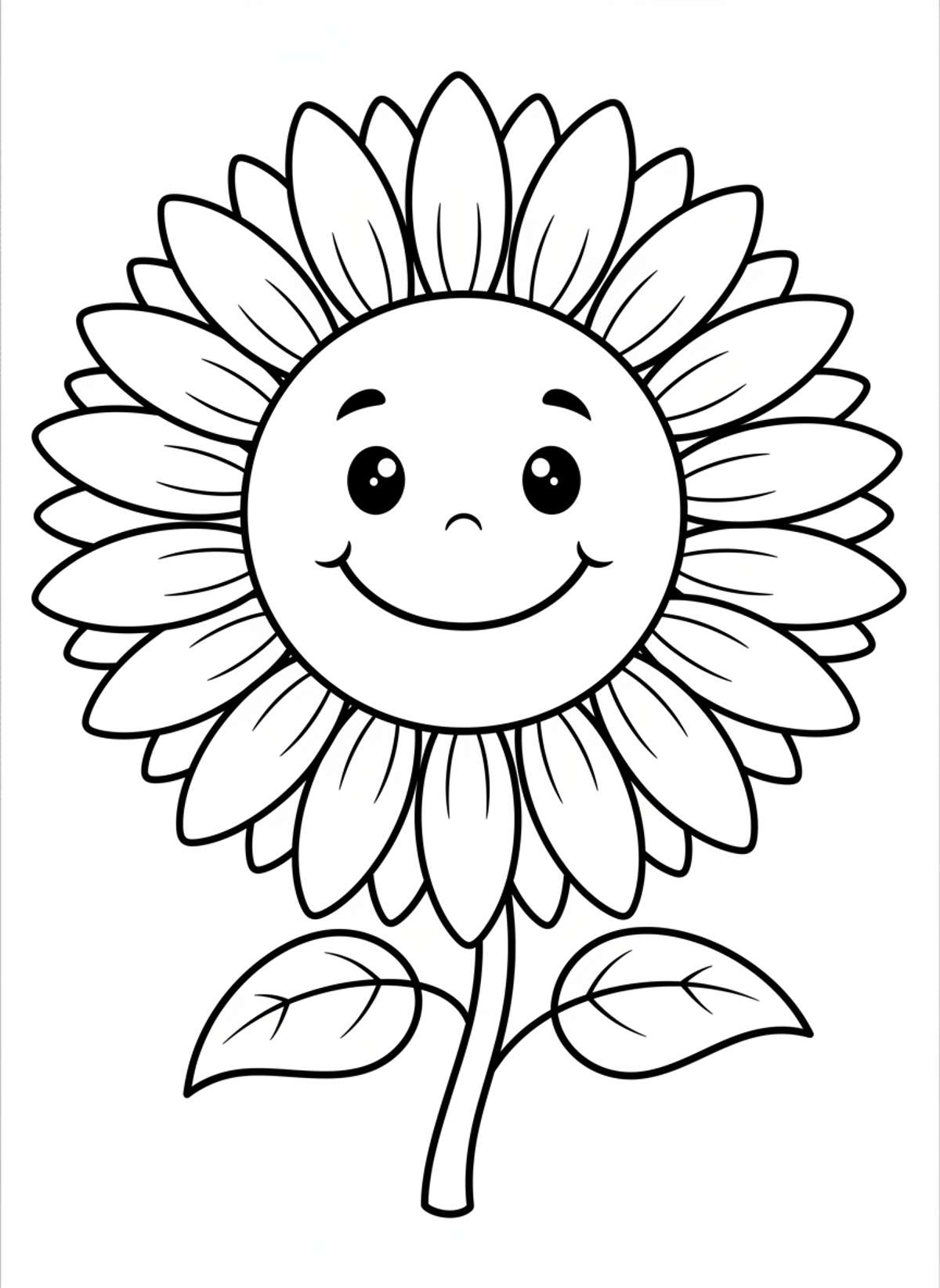 Happy Sunflower Coloring Page for Kids: Easy & Cute Design