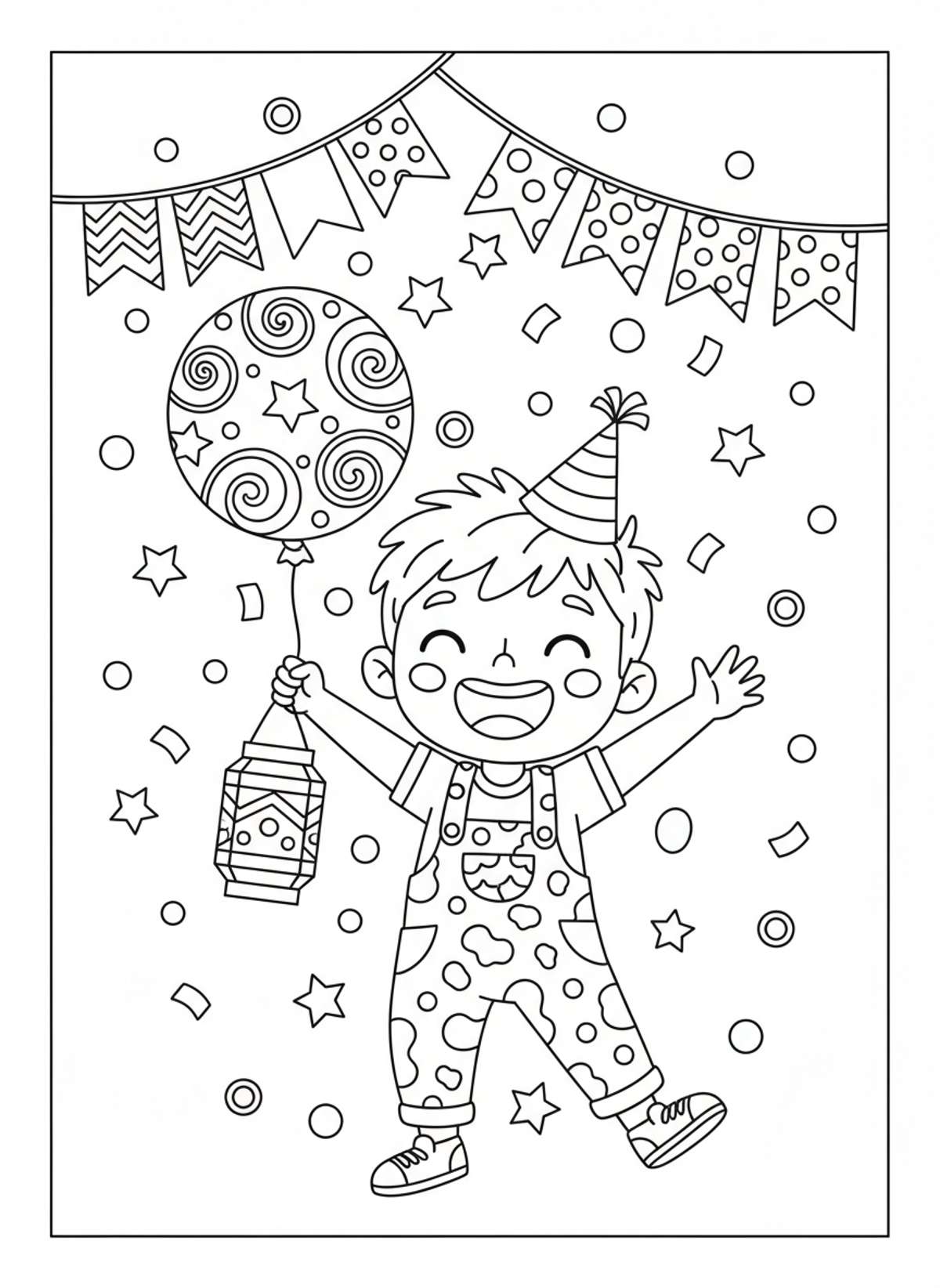 Joyful Festival Celebration Coloring Page for Kids - Festival Celebration Coloring Page