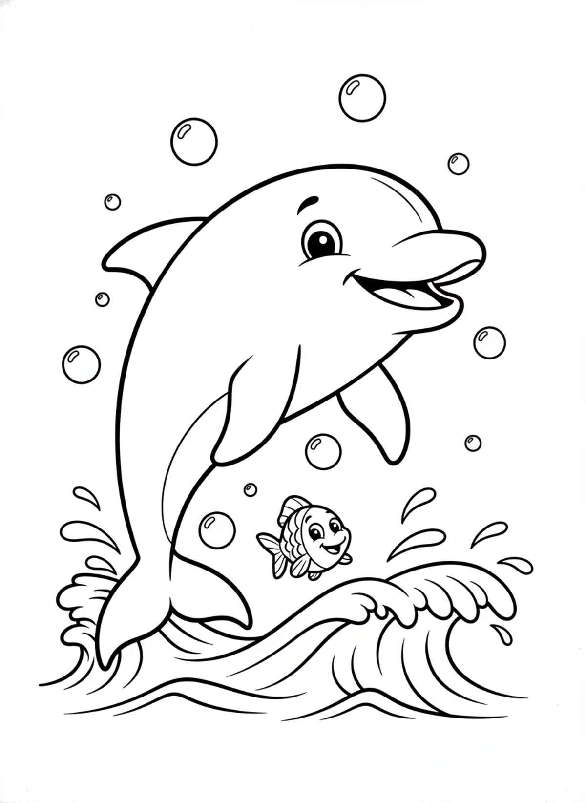 Playful Dolphin Jumping Coloring Page for Kids
