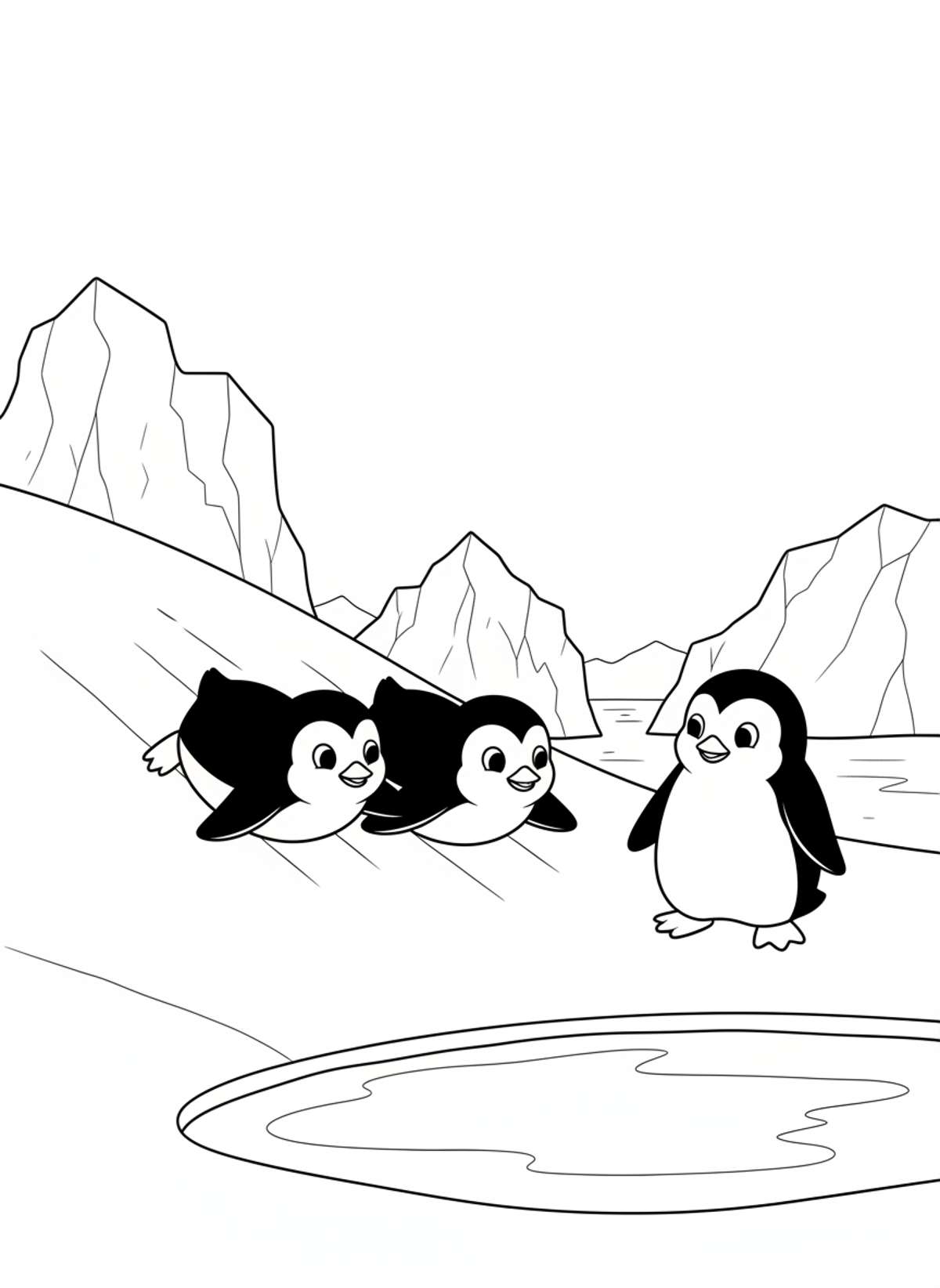 Playful Penguins Sliding Coloring Page