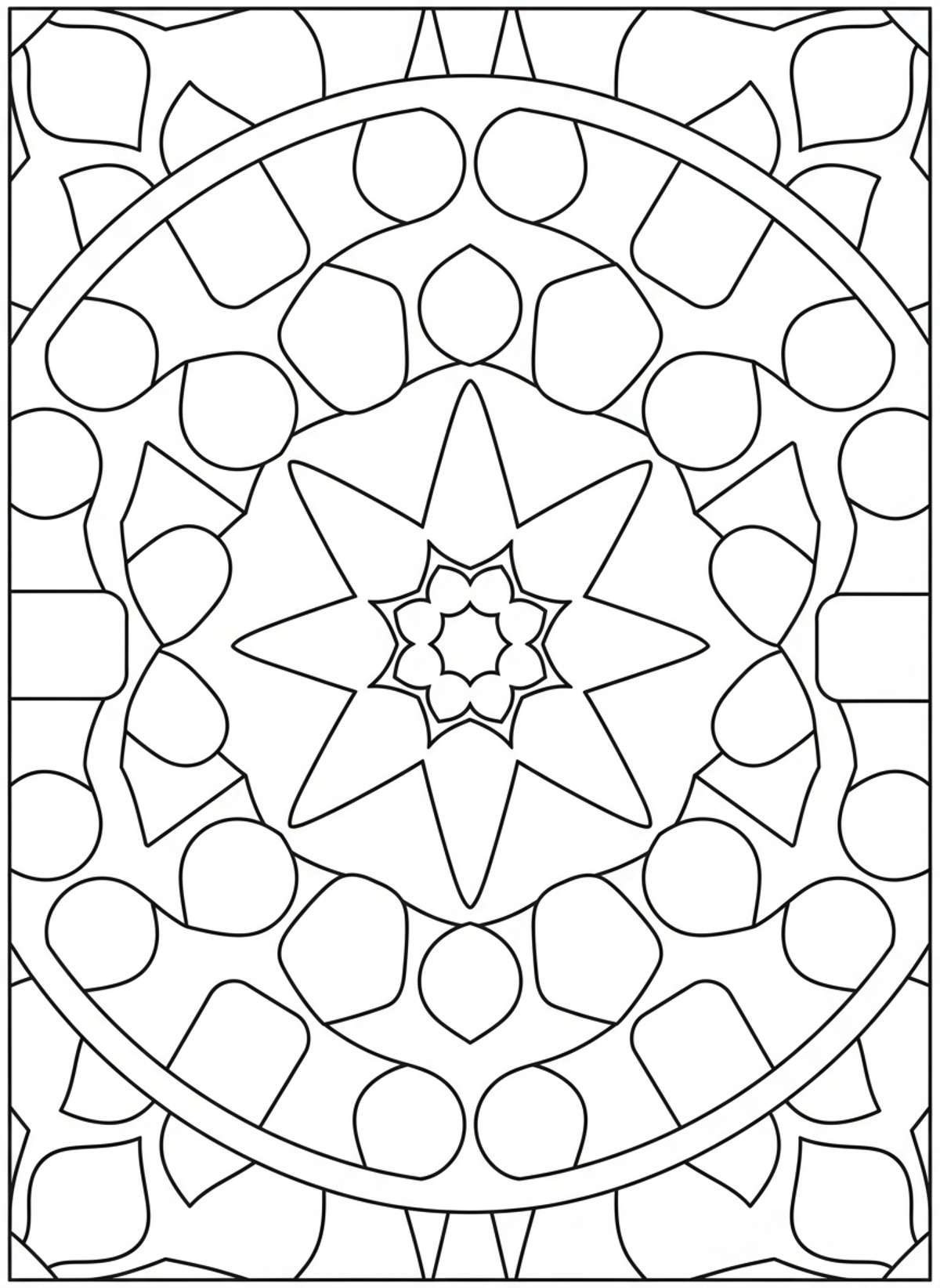 Simple Kaleidoscope Fun Coloring Page for Kids