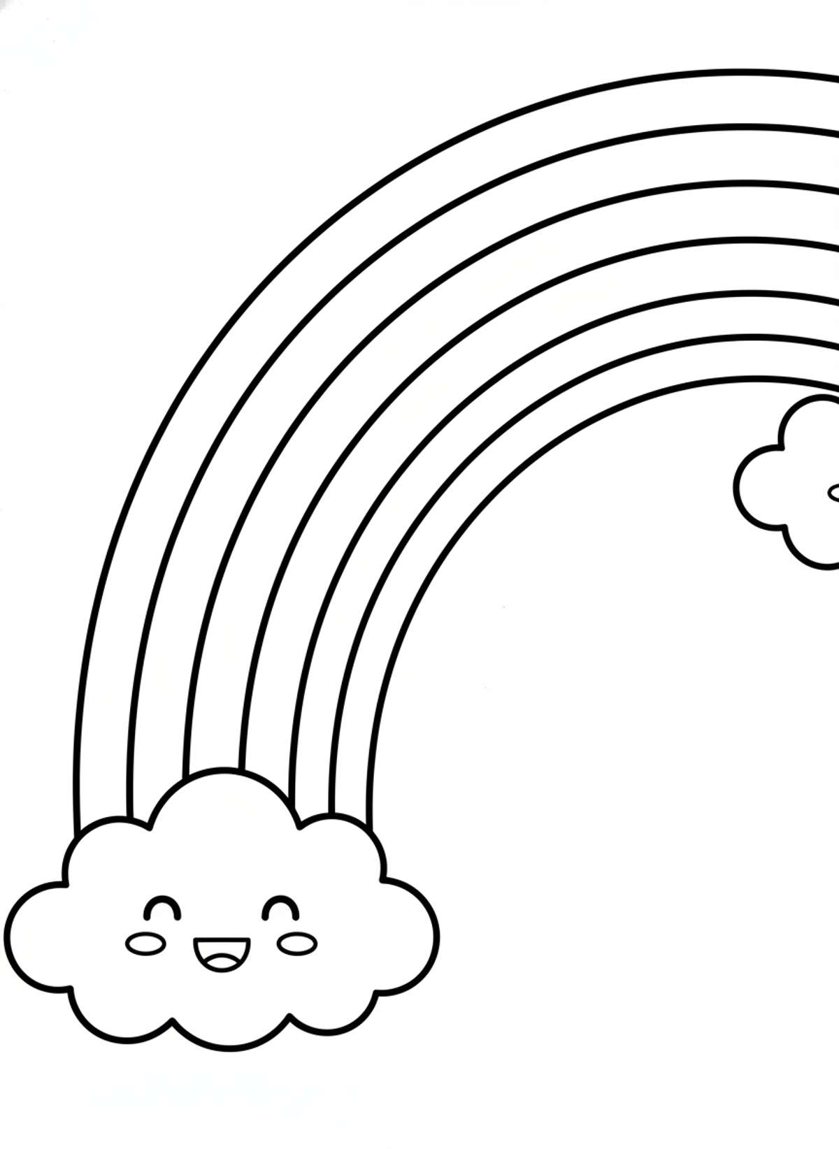 Smiling Rainbow & Fluffy Clouds: A Simple Coloring Page for Kids - Rainbow Coloring Page