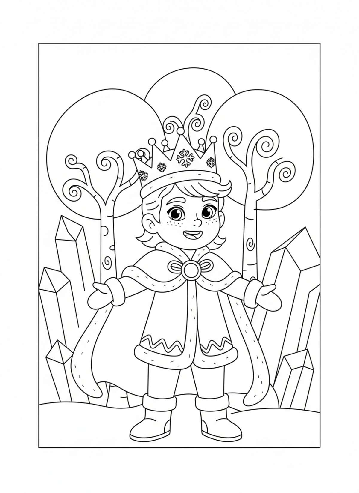 Snow Prince/Princess Adventure Coloring Page - Winter Coloring Page