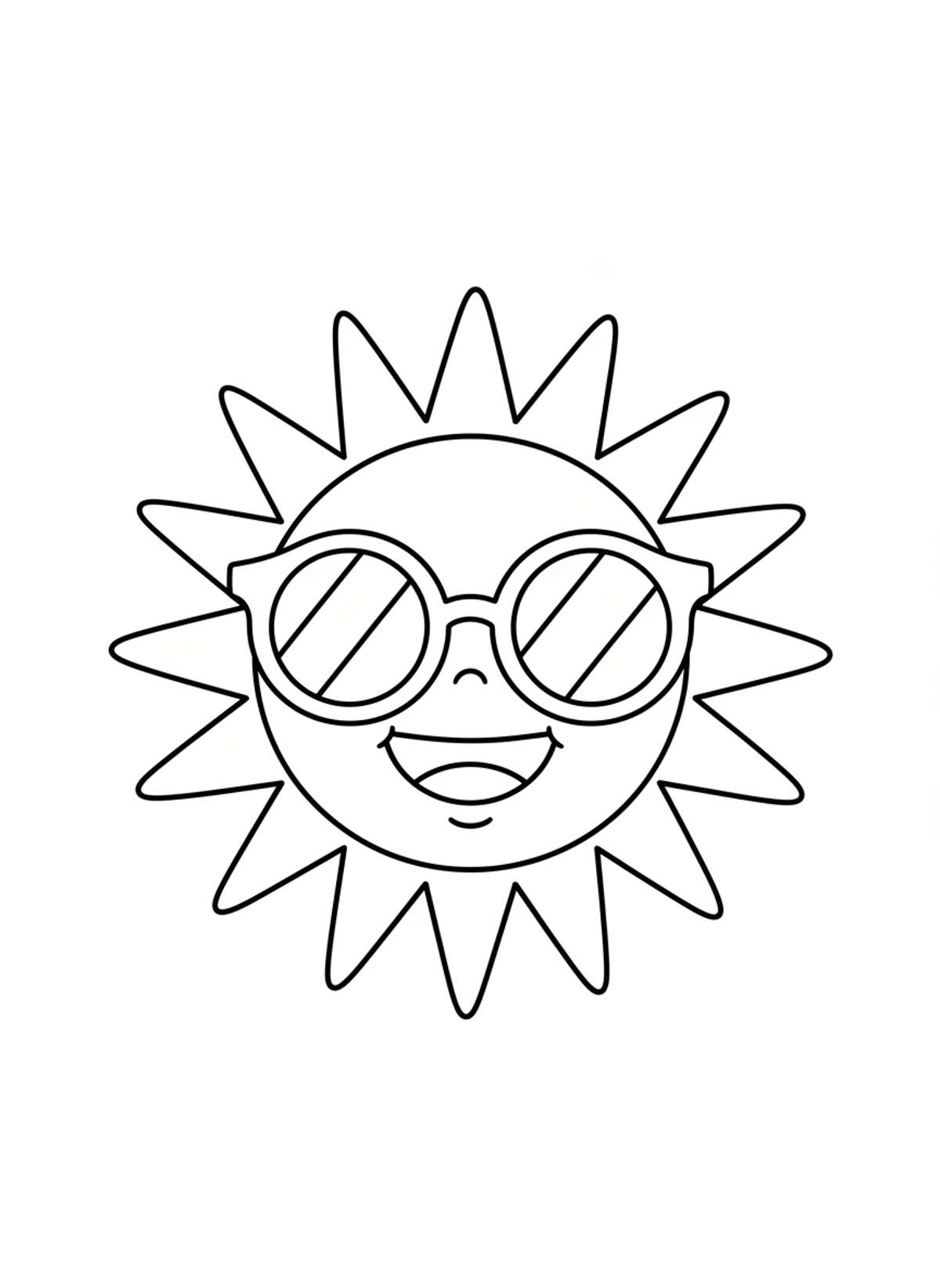 Super Cool Sun with Sunglasses Kids' Coloring Page