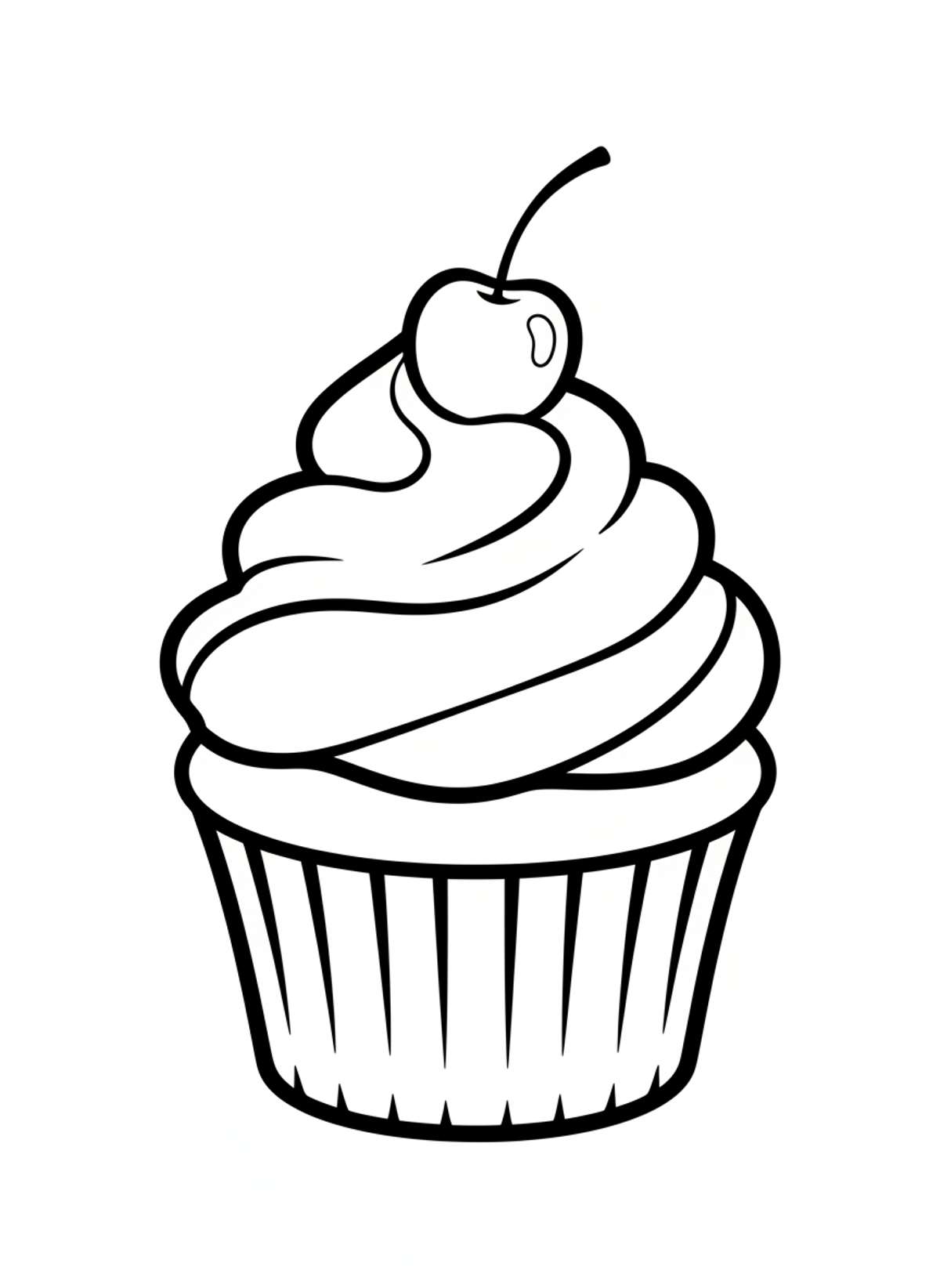 Sweet & Simple Cupcake Coloring Page for Kids - Dessert Coloring Page