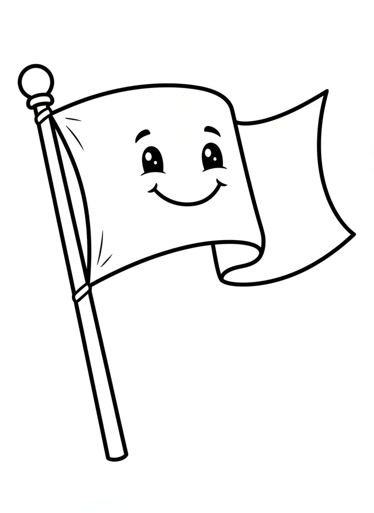 Waving Flag Fun: Easy Coloring Page for Kids - National Symbol Coloring Page