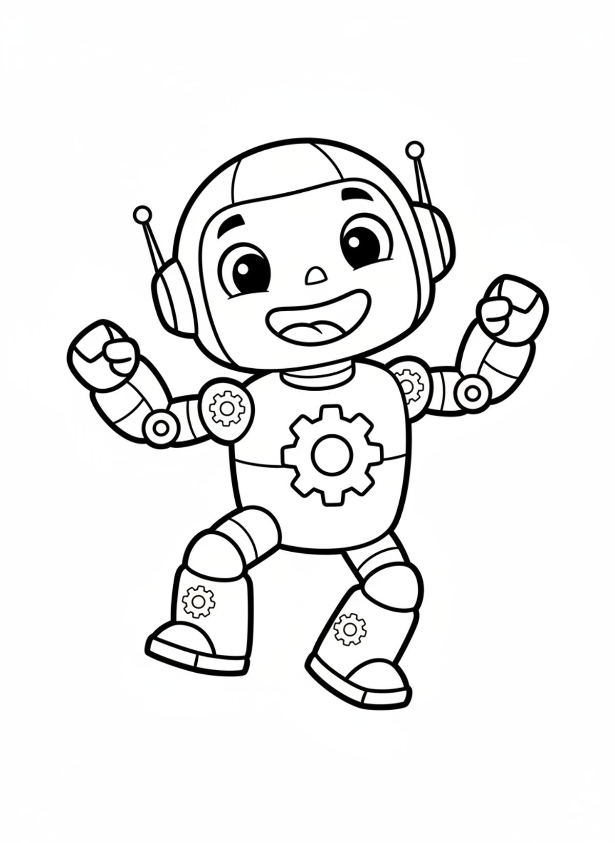 Cheerful Dancing Robot Coloring Page for Kids - Robot Coloring Page